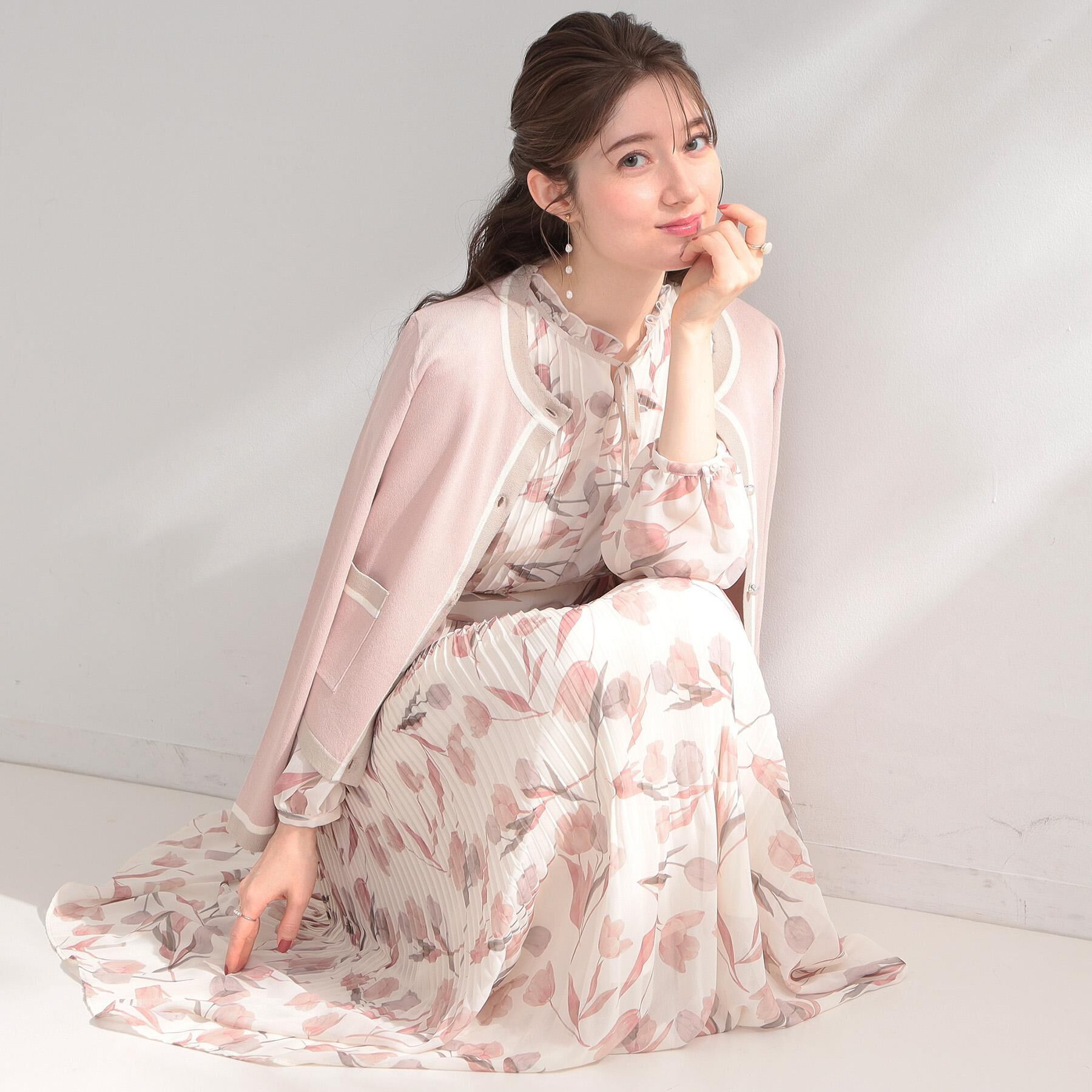 Couture broach「【洗える・着映え】チューリップ柄 ワンピース」|ワンピース|オフホワイト(003