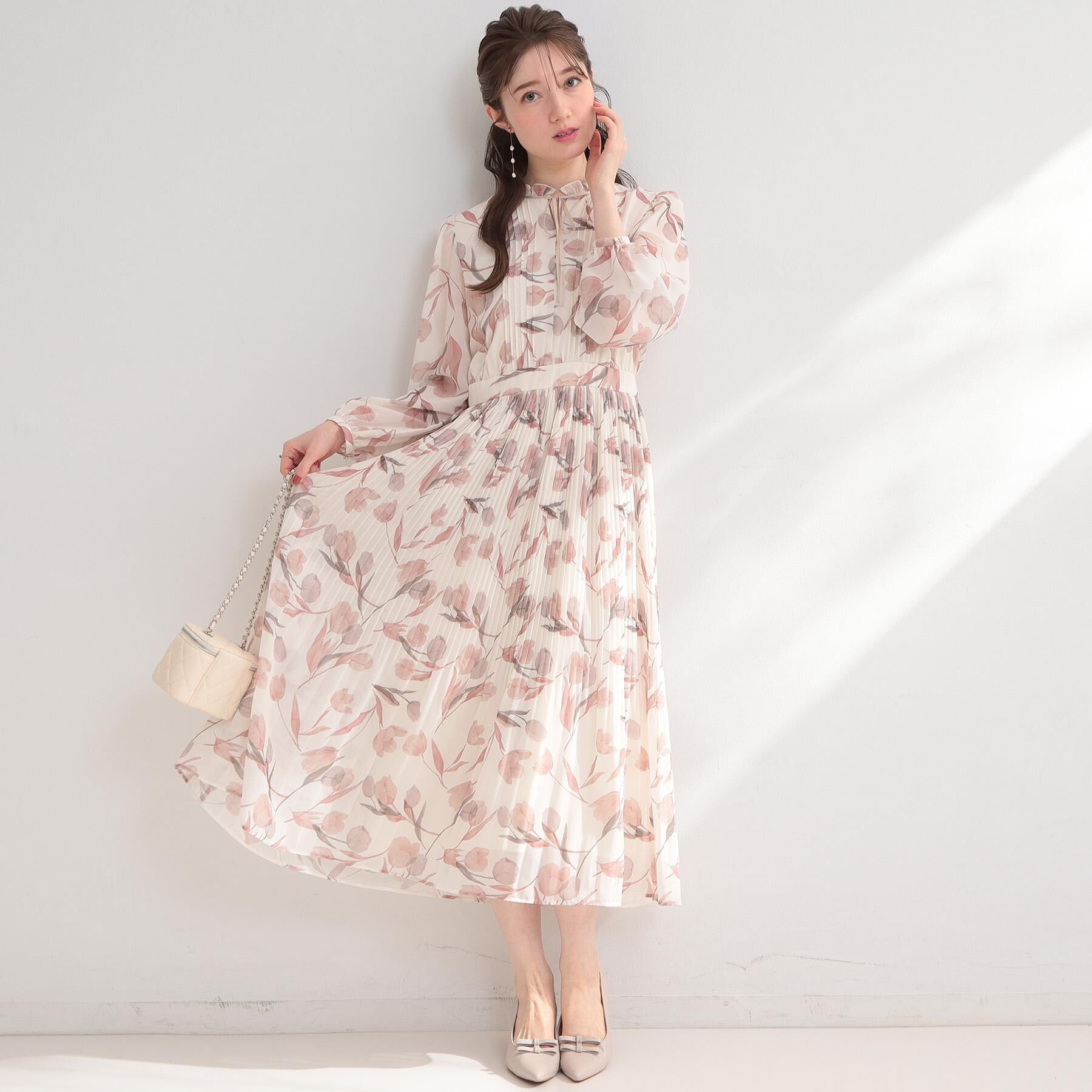 Couture broach「【洗える・着映え】チューリップ柄 ワンピース」|ワンピース|