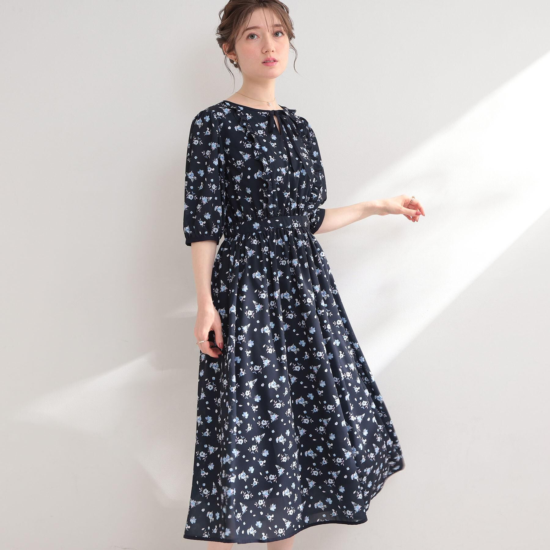 Couture broach「【着映え】水彩フラワーワンピース」|ワンピース|