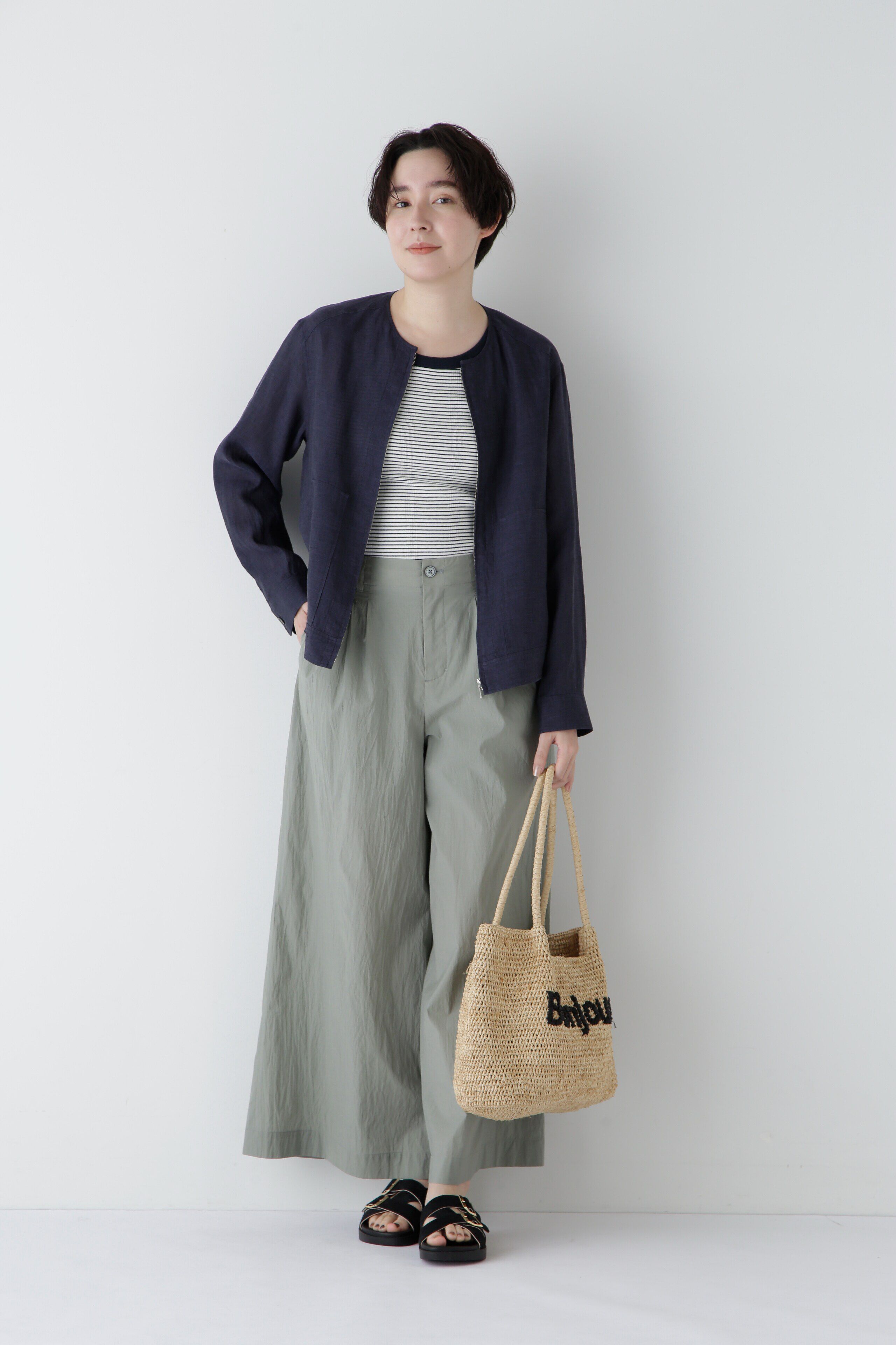  「◆ハードマンリネンノーカラージップブルゾン」|ブルゾン・スタジャン|