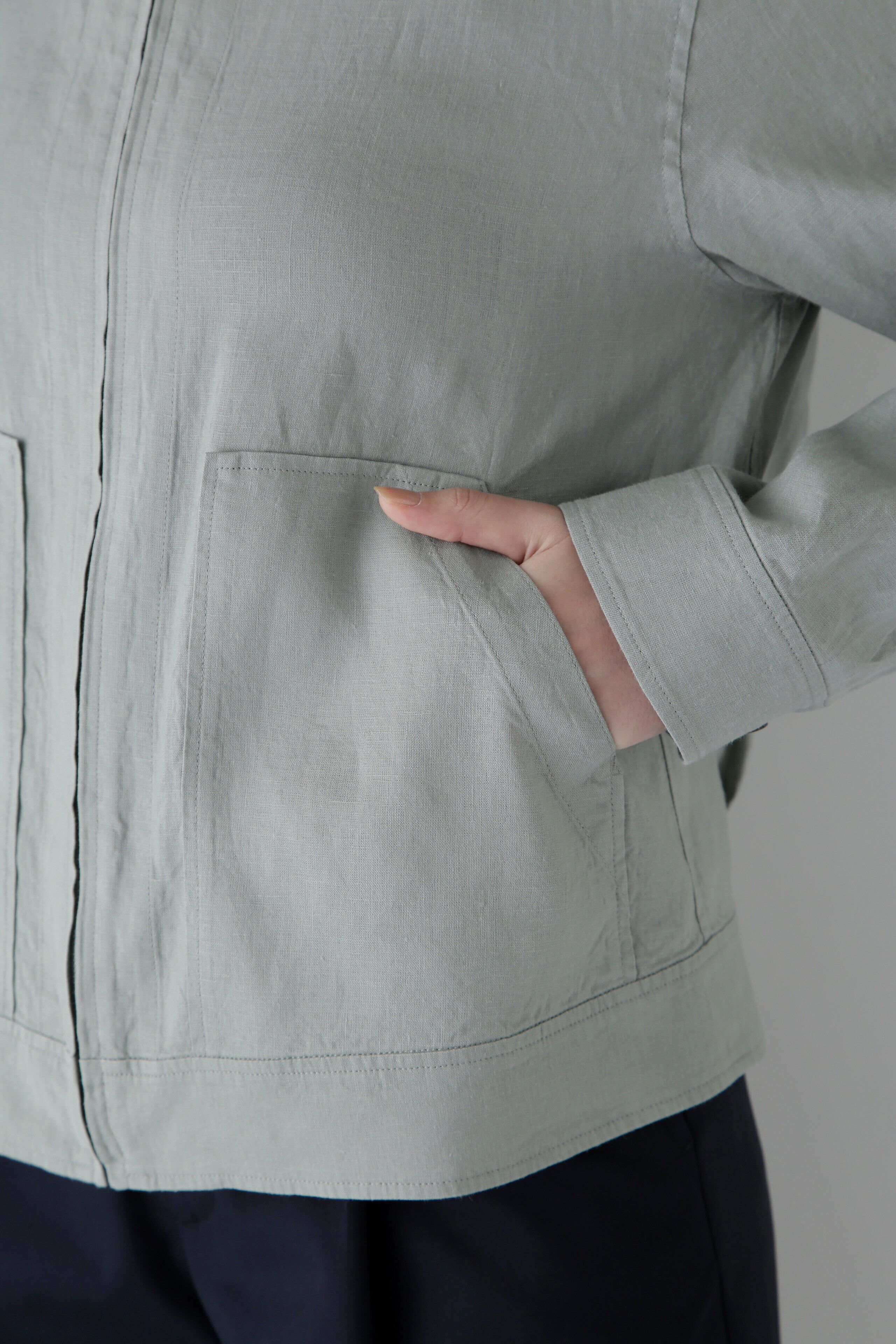  「◆ハードマンリネンノーカラージップブルゾン」|ブルゾン・スタジャン|