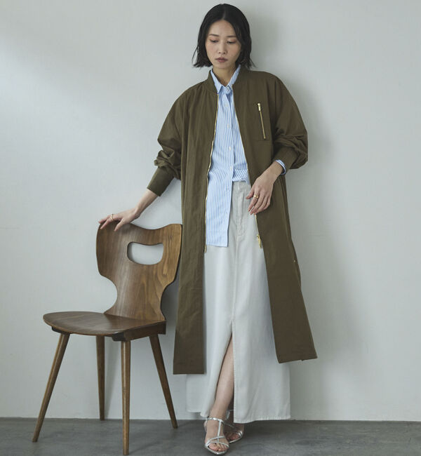 Doux archives「バックギャザーロングMA-1」|ブルゾン・スタジャン|KHAKI