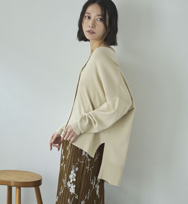 Doux archives「ゴム編みサイドスリットカーディガン」|カーディガン|BEIGE