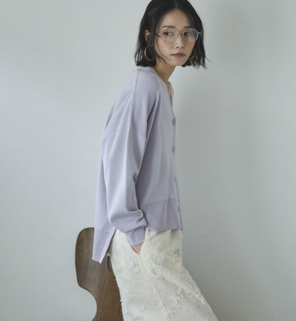 Doux archives「ゴム編みサイドスリットカーディガン」|カーディガン|LAVENDER