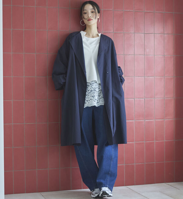 Doux archives「ノーカラーロングコート」|ダッフルコート|