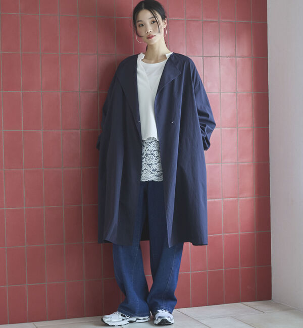 Doux archives「ノーカラーロングコート」|ダッフルコート|