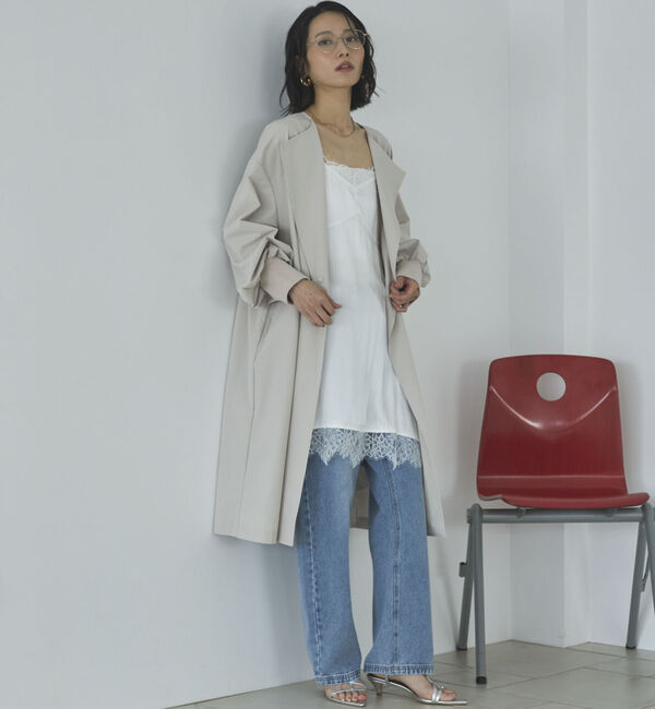 Doux archives「ノーカラーロングコート」|ダッフルコート|