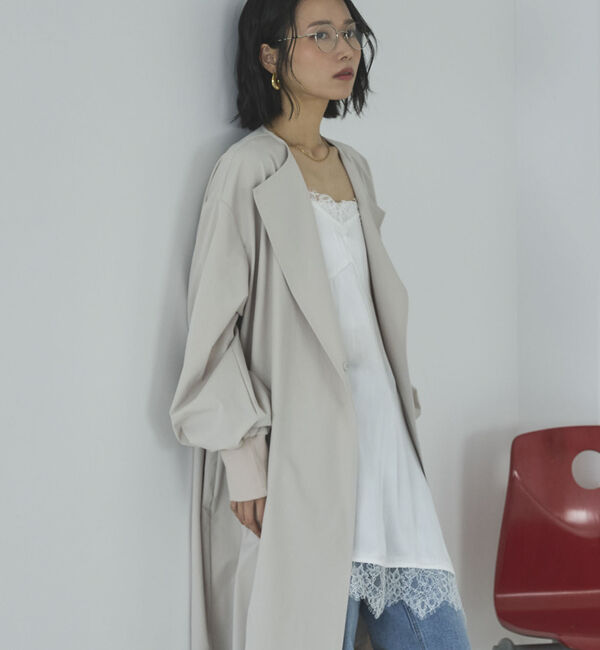 Doux archives「ノーカラーロングコート」|ダッフルコート|