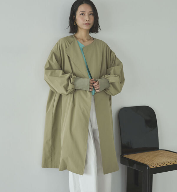 Doux archives「ノーカラーロングコート」|ダッフルコート|