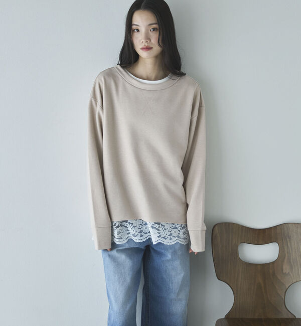 Doux archives「裾スカラップレースロンＴｅｅ」|Tシャツ・カットソー|