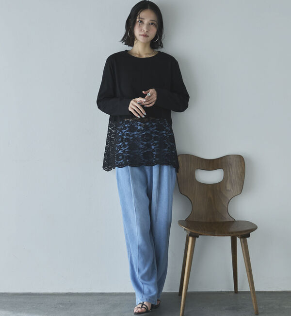 Doux archives「裾スカラップレースロンＴｅｅ」|Tシャツ・カットソー|