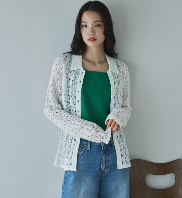 Doux archives「透かし編みカーディガン」|カーディガン|OFF WHITE