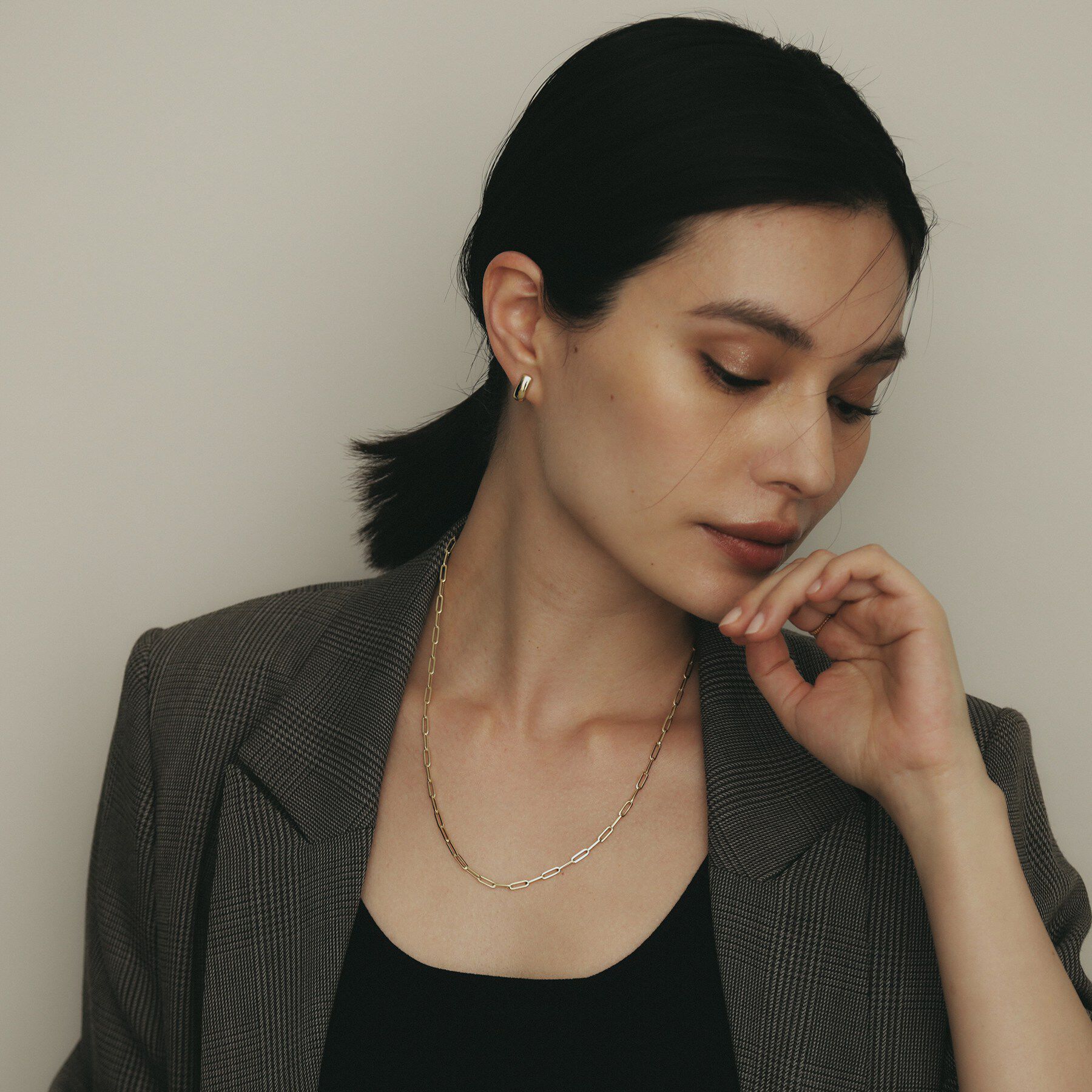 COCOSHNIK「K18中空イタリアングメット ネックレスS（50cm）」|ネックレス|