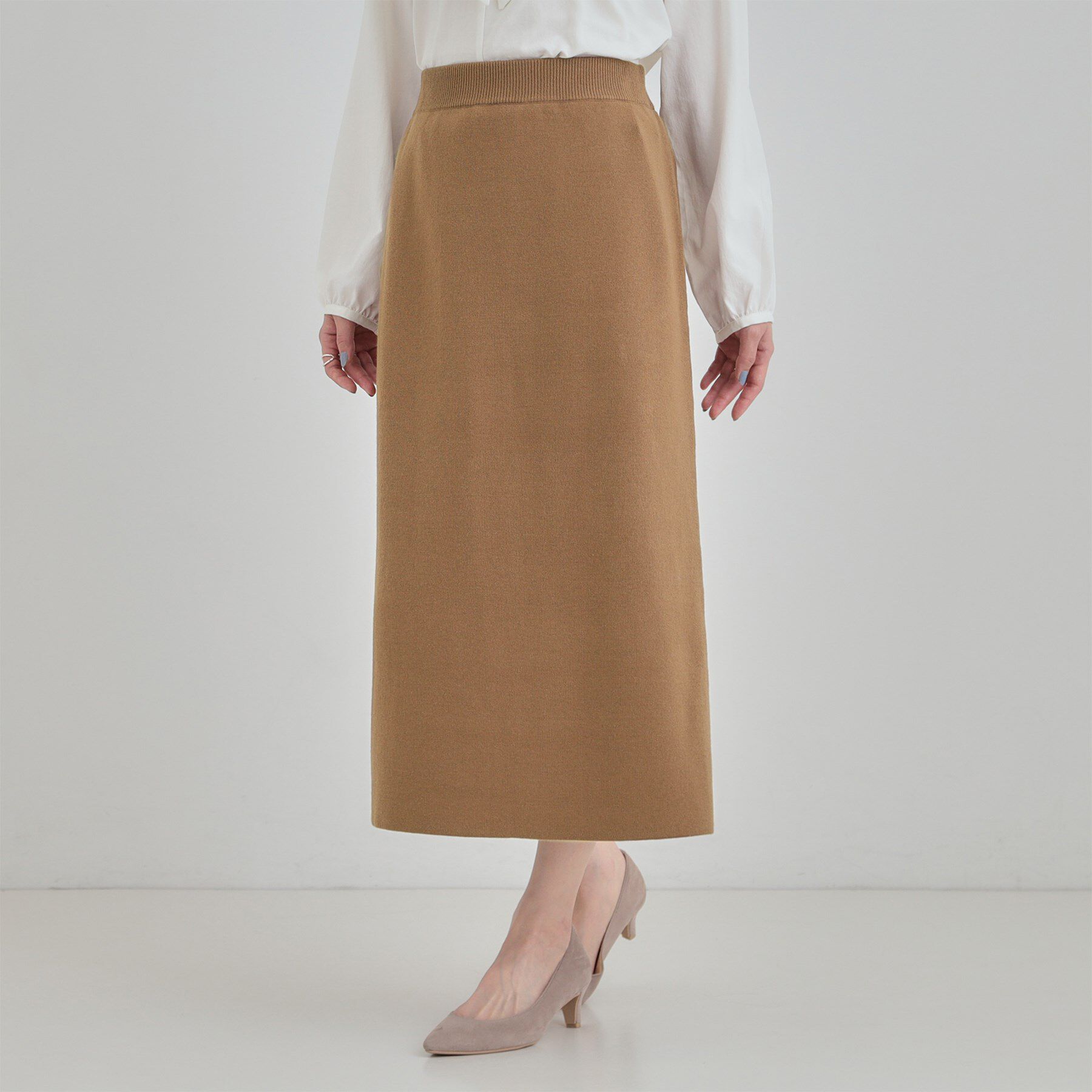 SHOO･LA･RUE「【洗濯機可/セットアップ可/毛玉になりにくい】心地よく穿ける ニットナロースカート」|スカート|