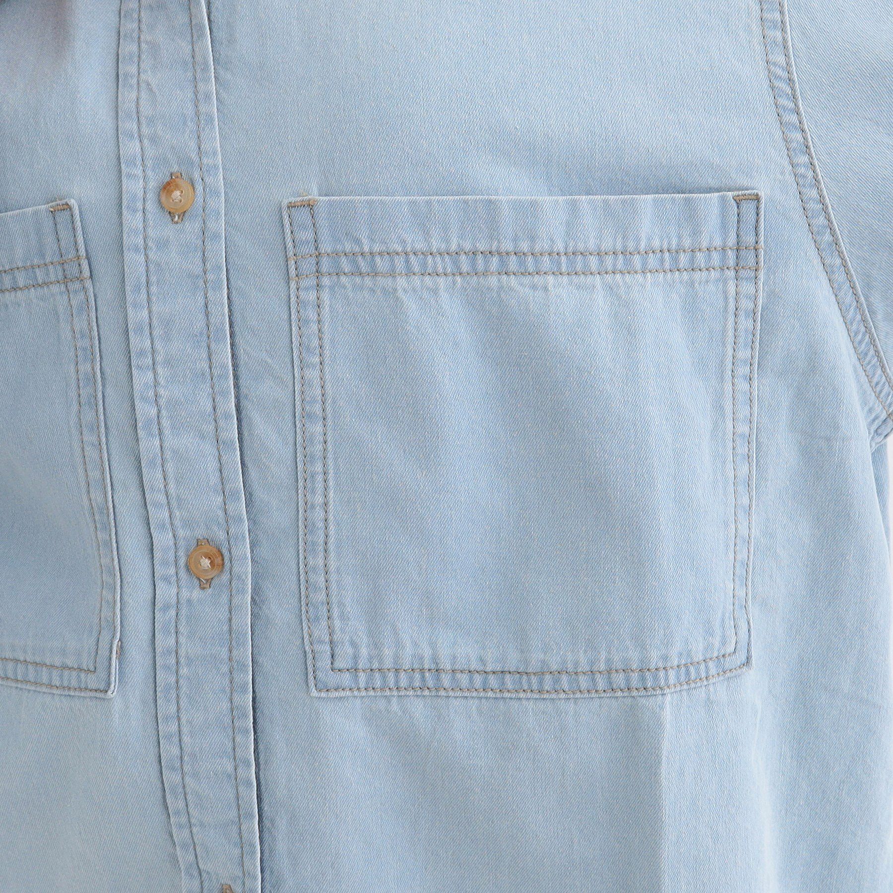 SHOO･LA･RUE「【洗濯機可/体型カバー】こなれ感をプラスする ライトオンスデニムシャツ」|シャツ・ブラウス|