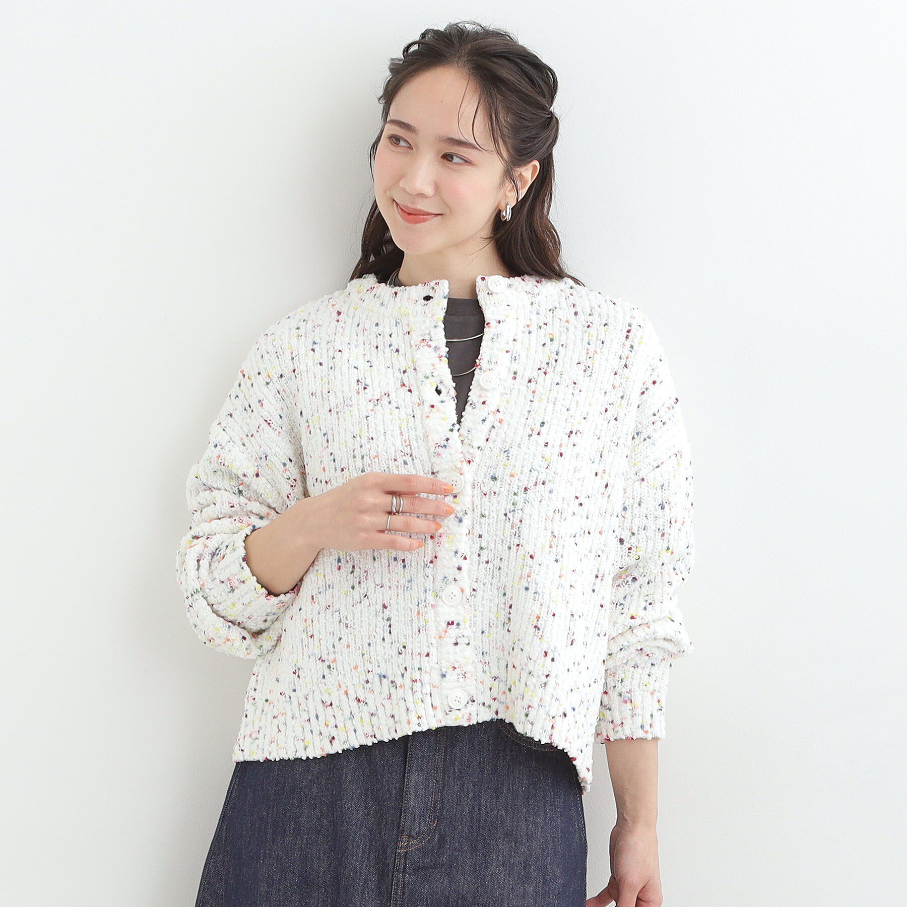 SHOO･LA･RUE「【洗濯機可/前後2WAY】ぽこぽこニットカーディガン」|カーディガン|