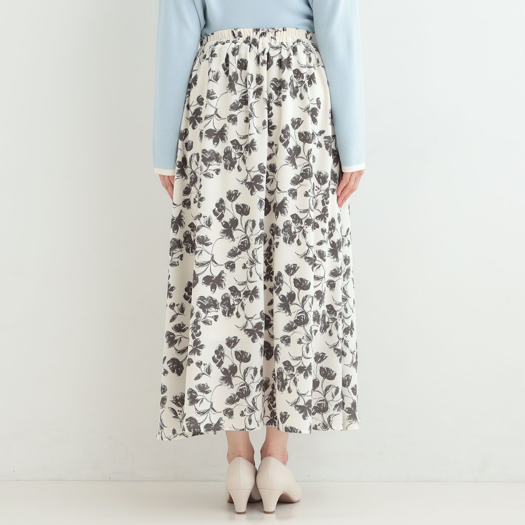 SHOO･LA･RUE「【着丈選べる】ふんわり揺れる アソート柄フレアスカート」|スカート|