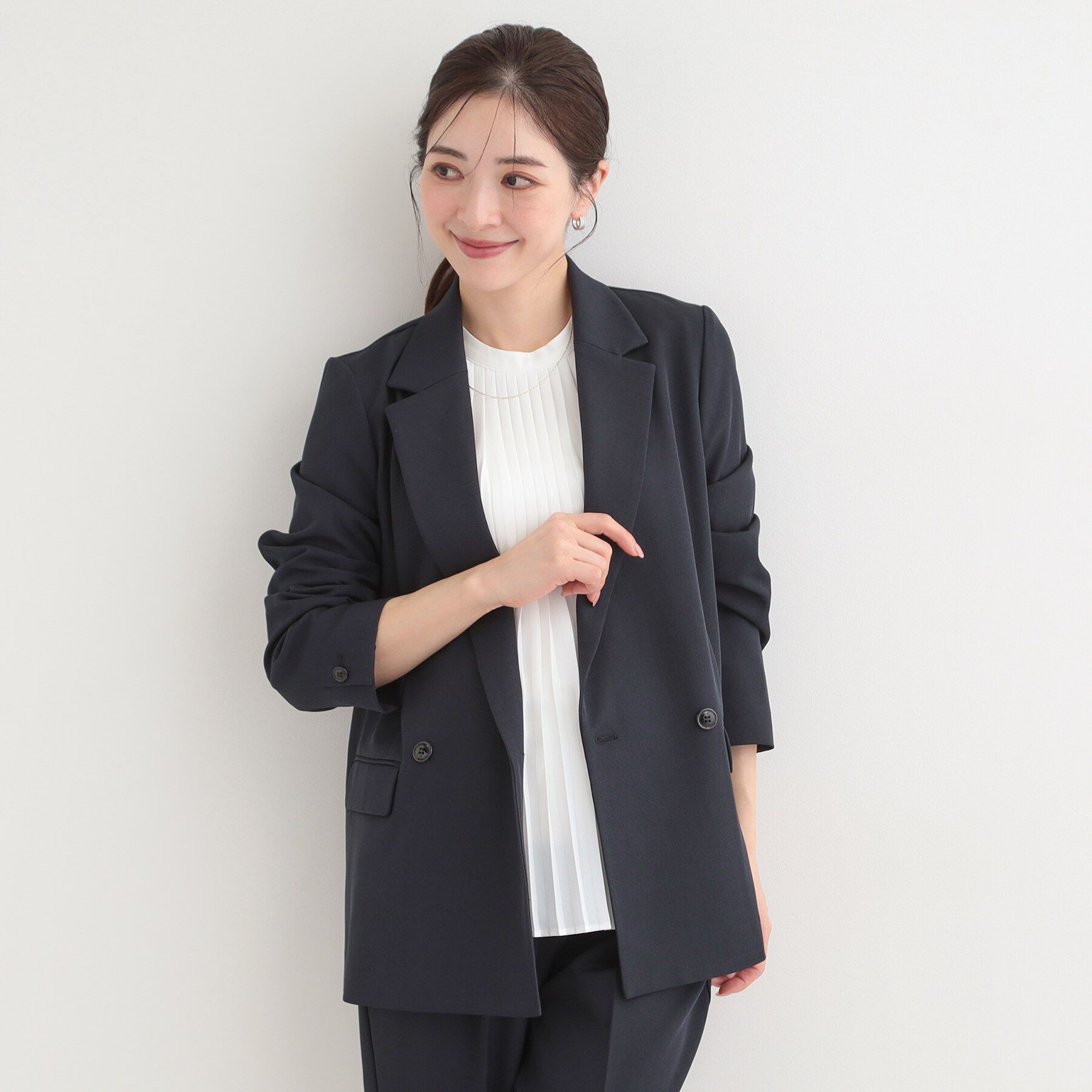 SHOO･LA･RUE「【洗濯機可/イージーケア/UV】オンオフ使える　ゆったりダブルジャケット」|テーラードジャケット|