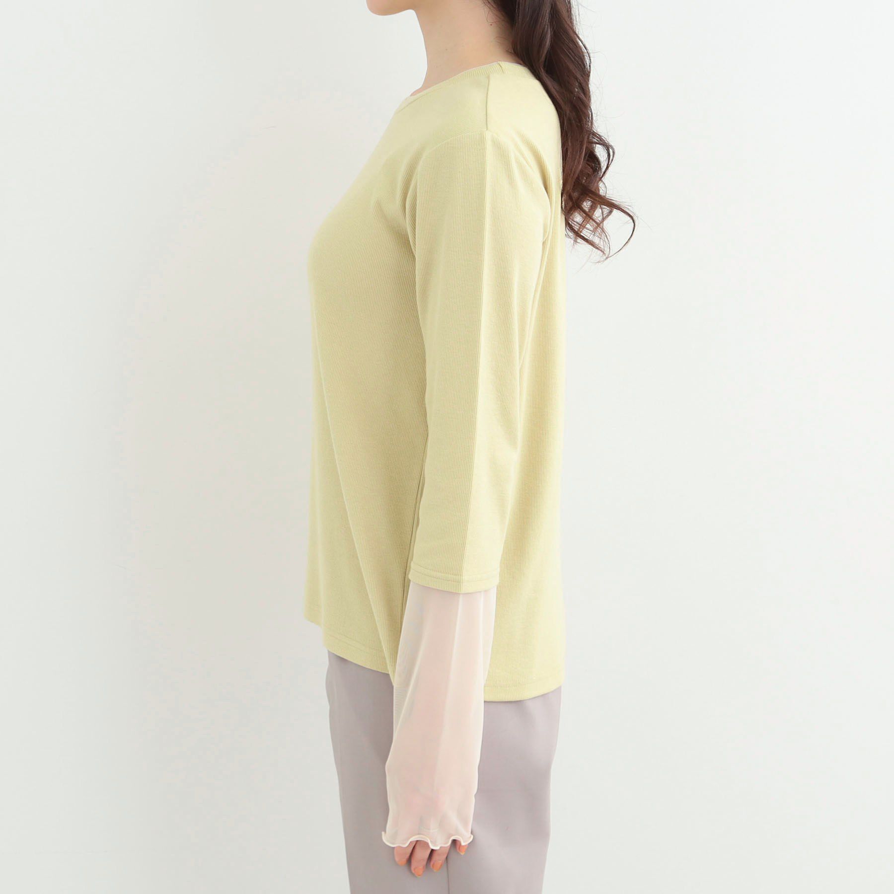 SHOO･LA･RUE「【S-LL】レイヤードスタイルに チュール切替ロンT」|Tシャツ・カットソー|