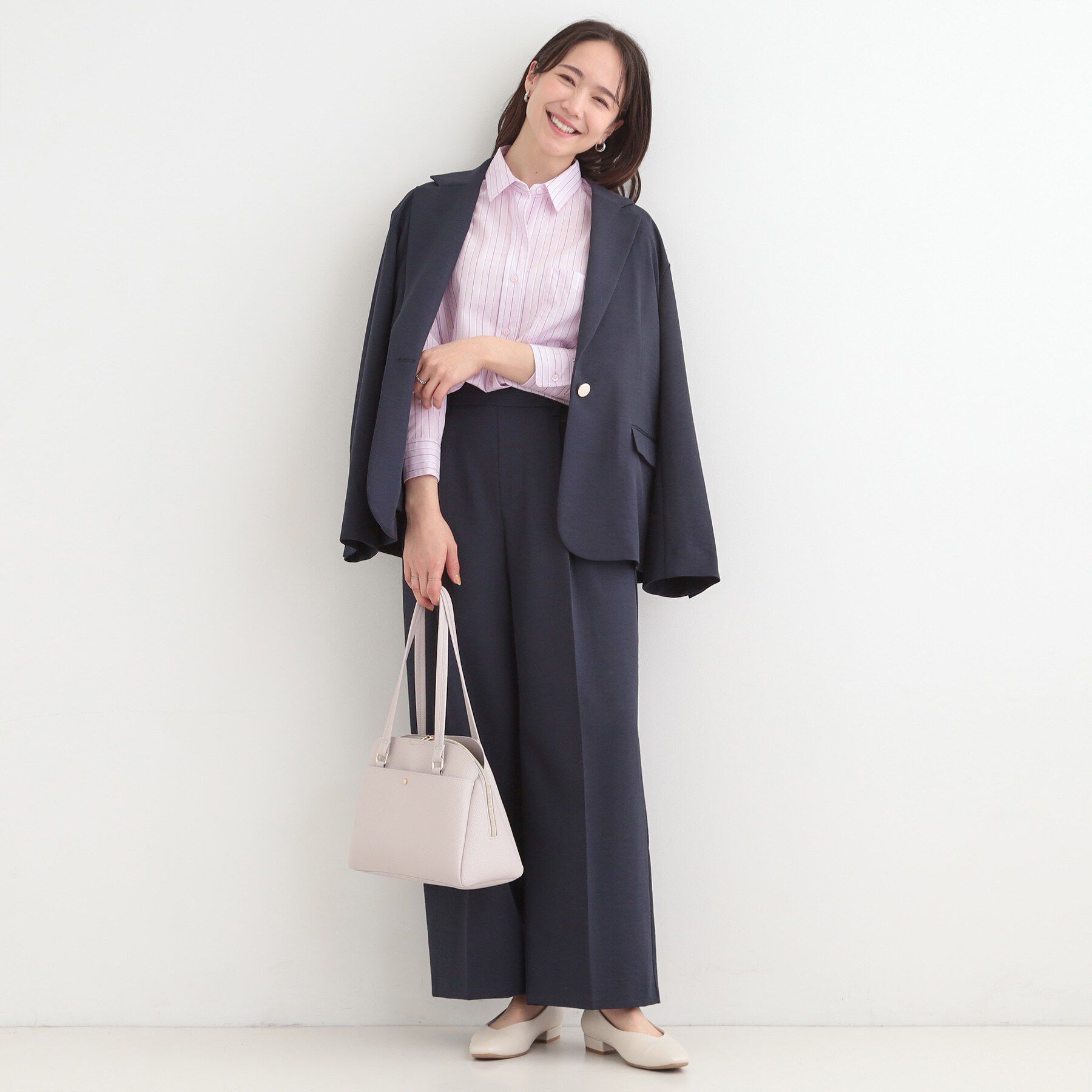 SHOO･LA･RUE「【選べる色・柄/S-LL】通年使える レギュラーカラーシャツ」|シャツ・ブラウス|