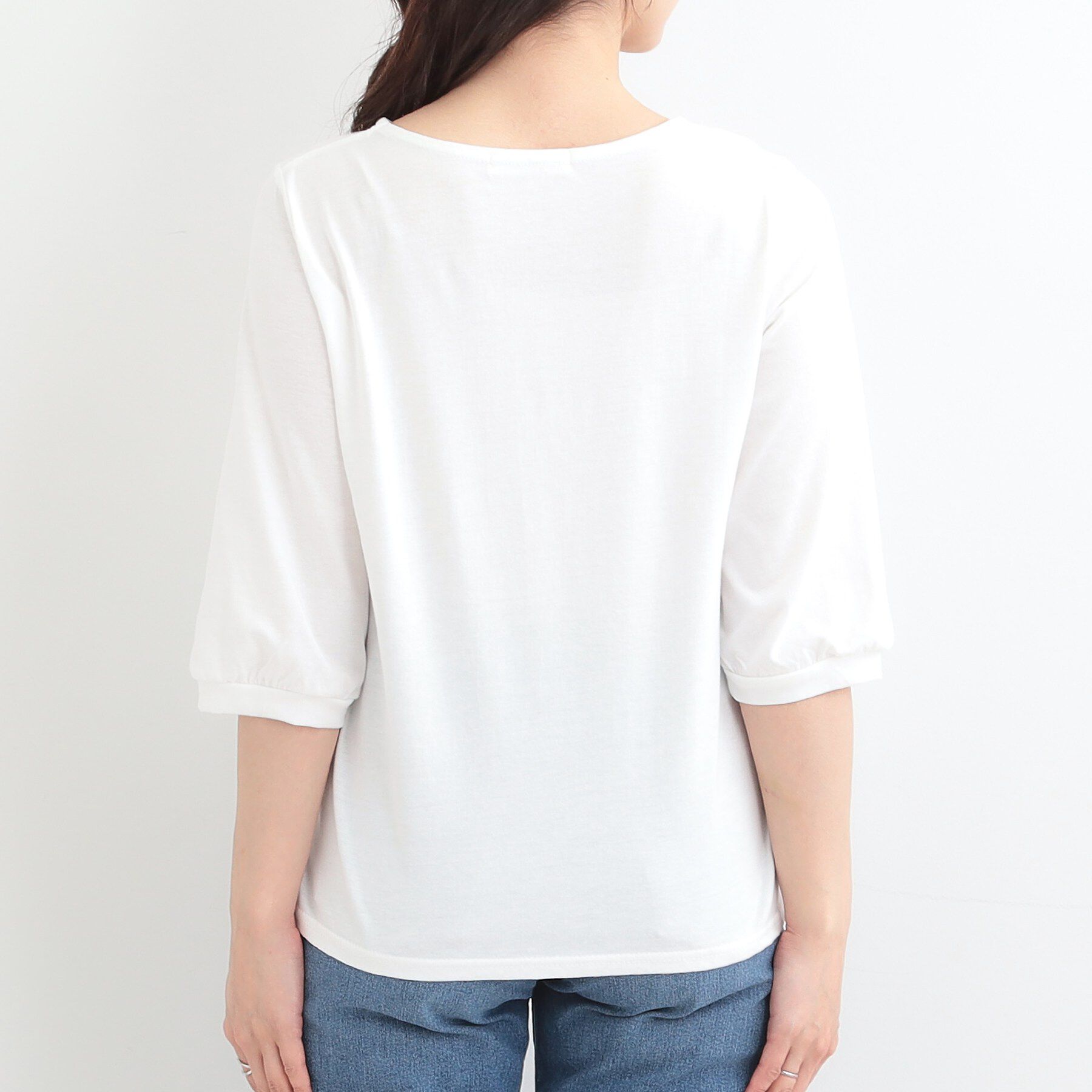 SHOO･LA･RUE「【2点セット/洗濯機可/S-LL】ジレにもなるジャンスカ+5分袖Tシャツ」|ワンピース|