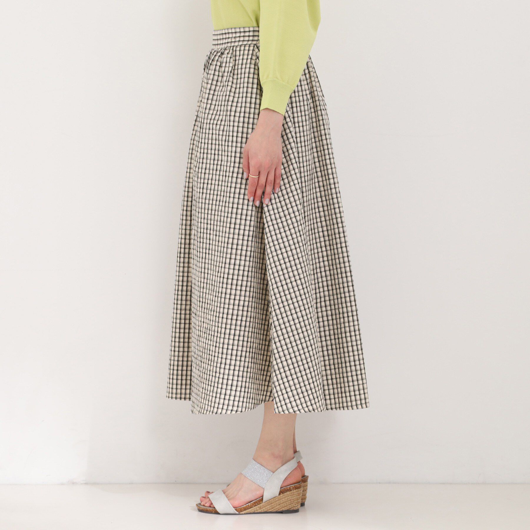 SHOO･LA･RUE「【セットアップ可】サッカーチェックフレアスカート」|スカート|