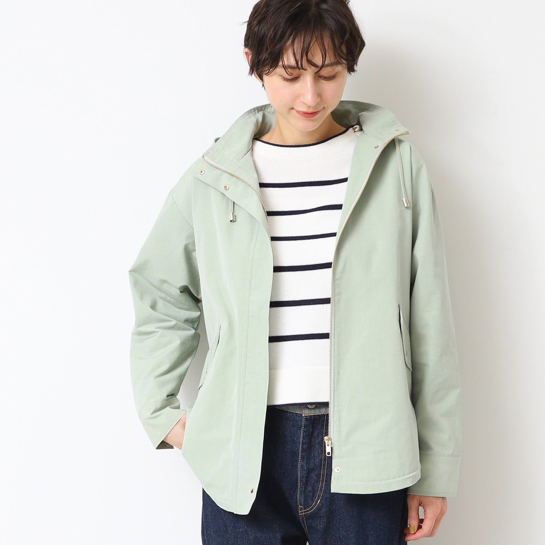 Dessin「【撥水・洗える】2WAYマウンテンパーカ（S～L）」|ブルゾン・スタジャン|ミントグリーン(02