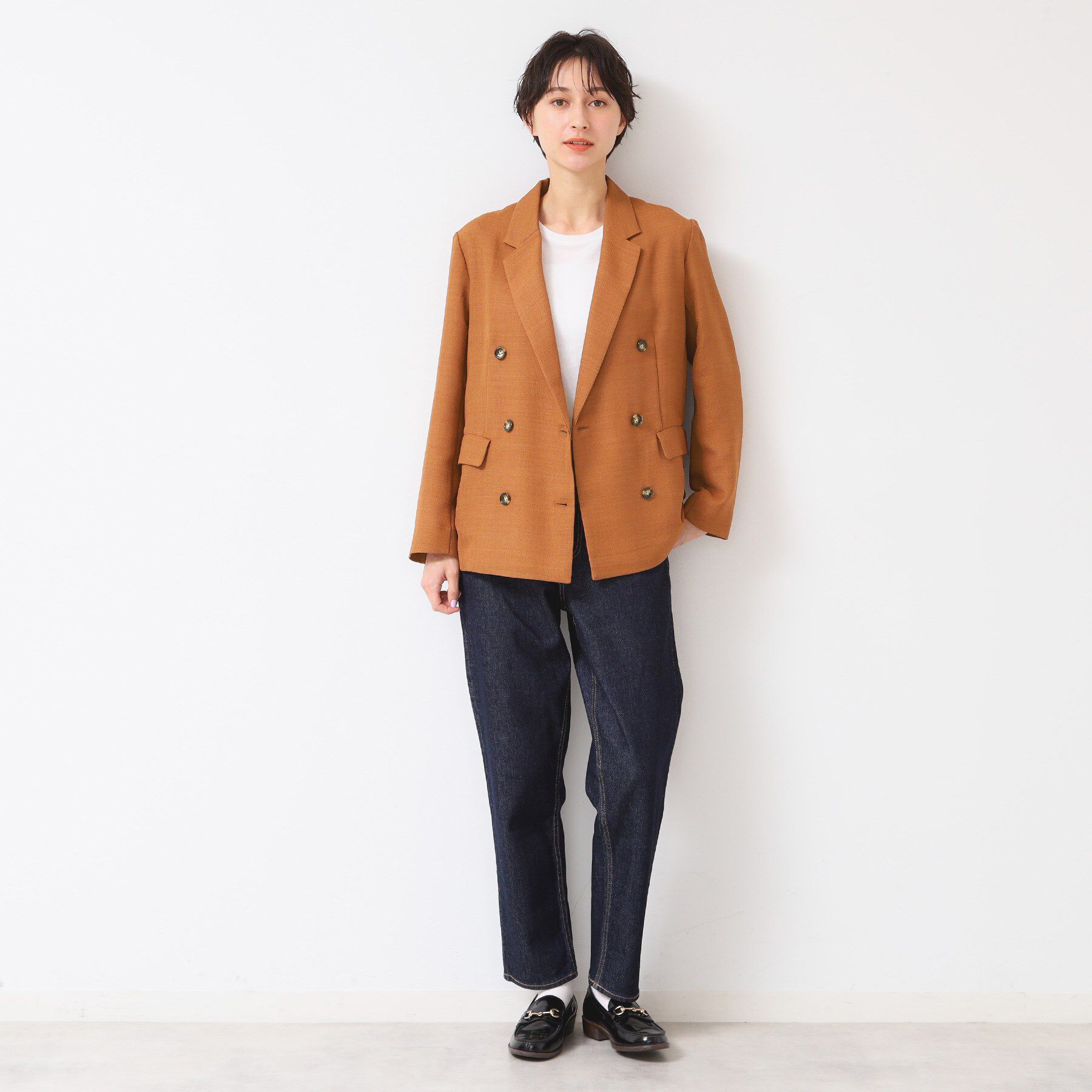 Dessin「【洗える】リネンライクダブルジャケット（S～L）」|テーラードジャケット|