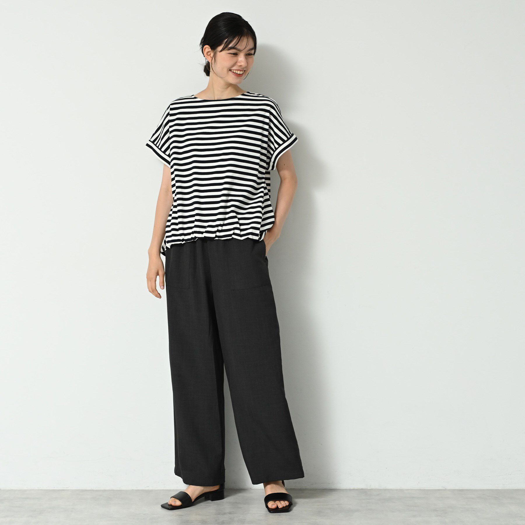 Dessin「【二の腕カバー／UVカット】ロールアップスリーブ裾ギャザーカットソー」|Tシャツ・カットソー|