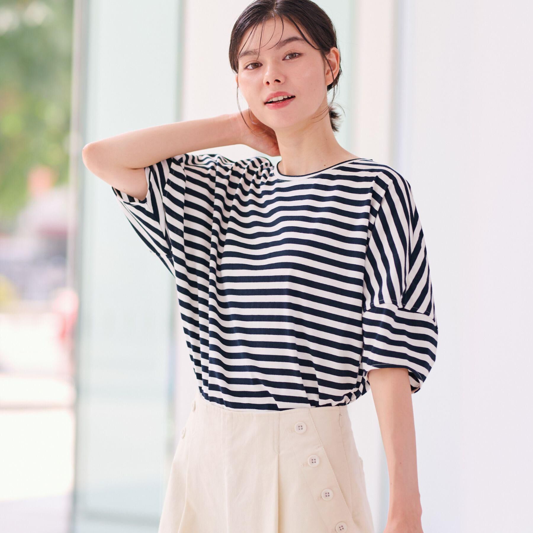 Dessin「【二の腕カバー／UVカット】ランタンスリーブカットソー」|Tシャツ・カットソー|