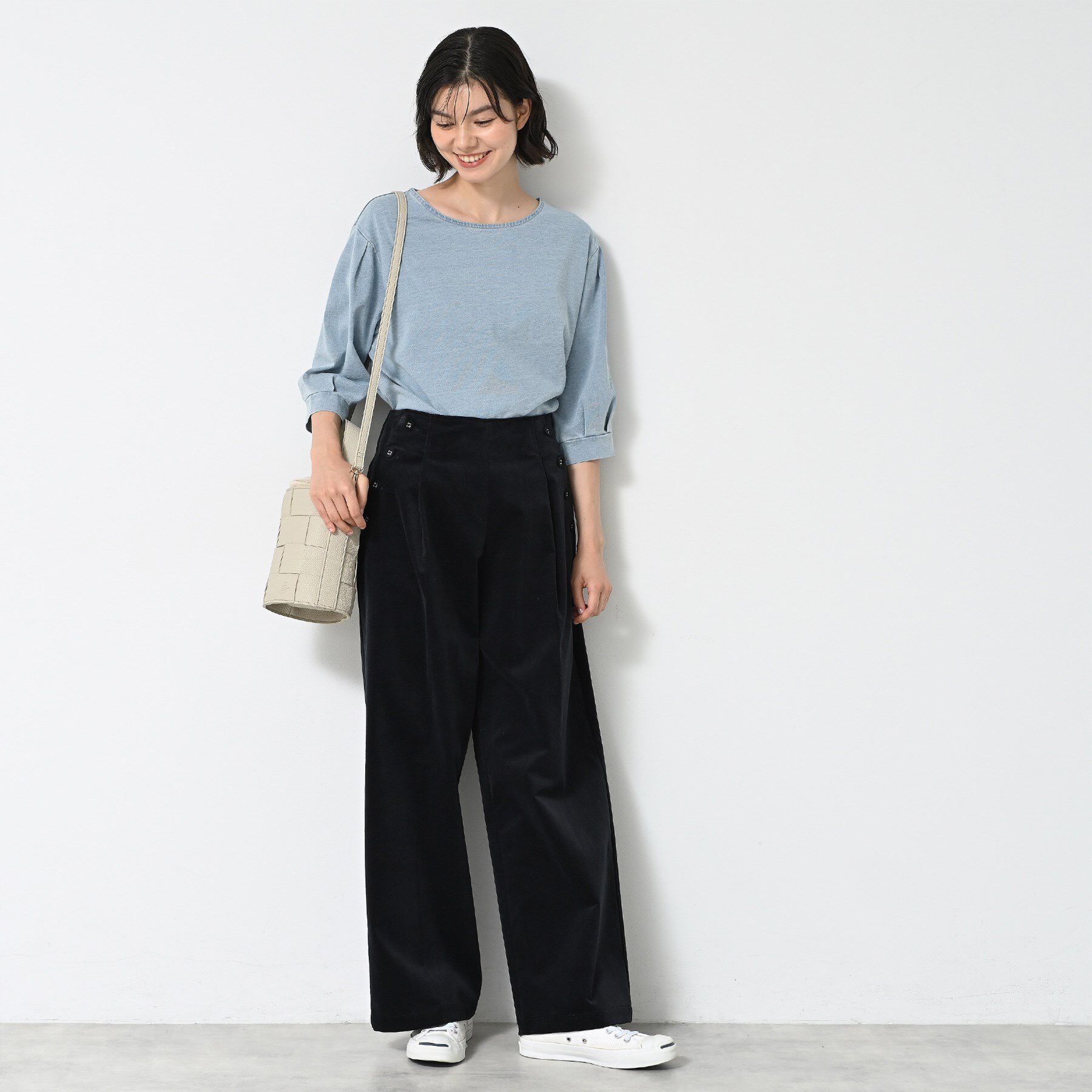 Dessin「【洗える】インディゴ天竺デニム調カットソー」|Tシャツ・カットソー|