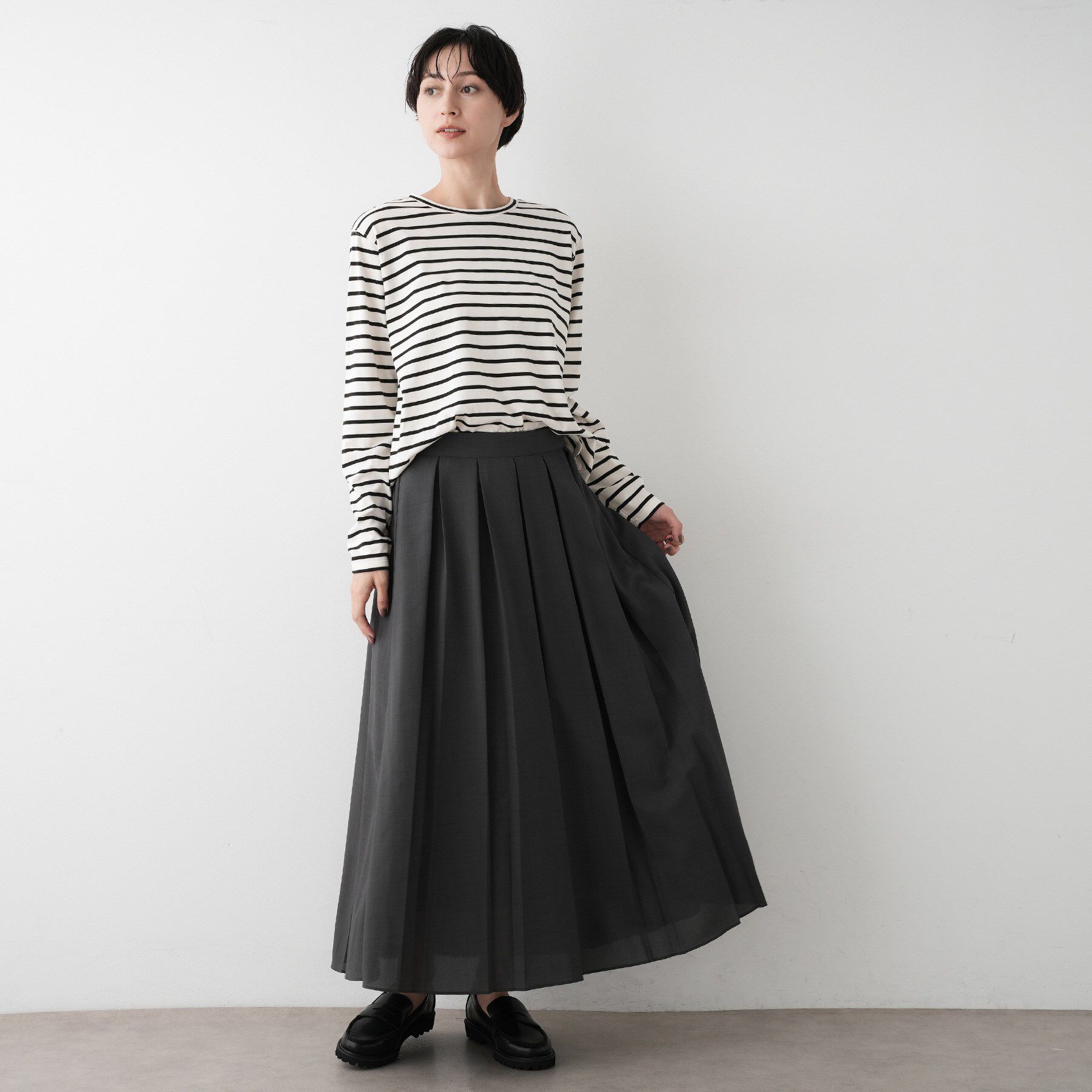 Dessin「【選べる首元デザイン/洗える】クルーネックロングTシャツ」|Tシャツ・カットソー|