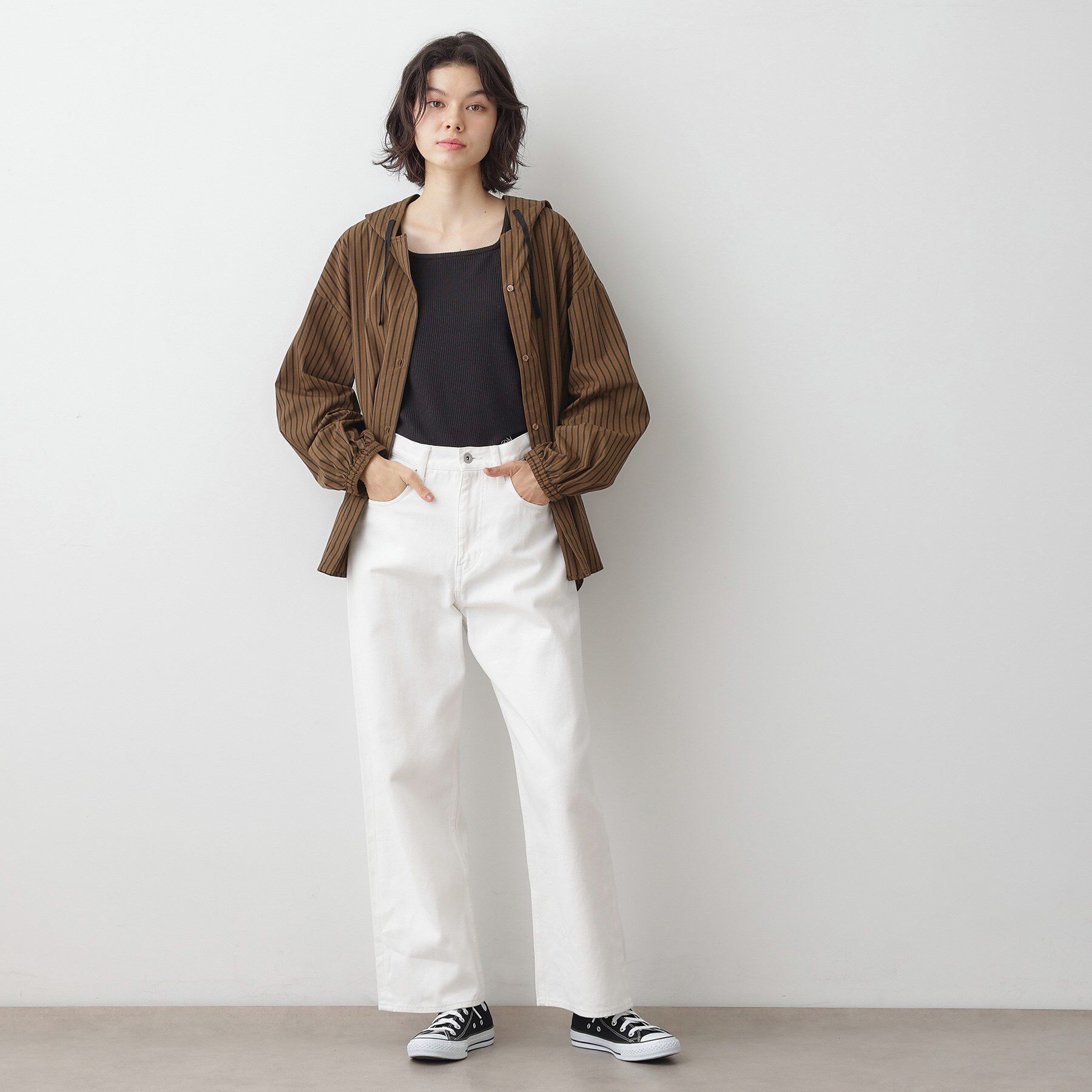 Dessin「【洗える】ストライプフードブラウス」|シャツ・ブラウス|