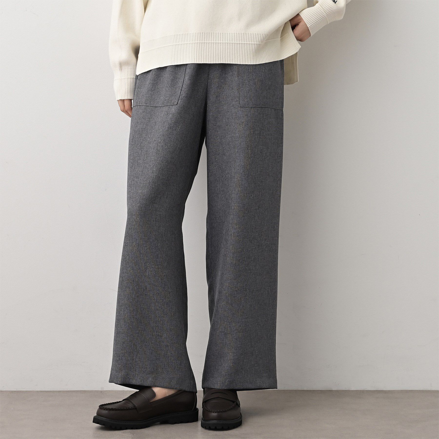 Dessin「【セットアップ可/ウエスト総ゴム】ツイードライクワイドパンツ」|その他|ブラック(019)