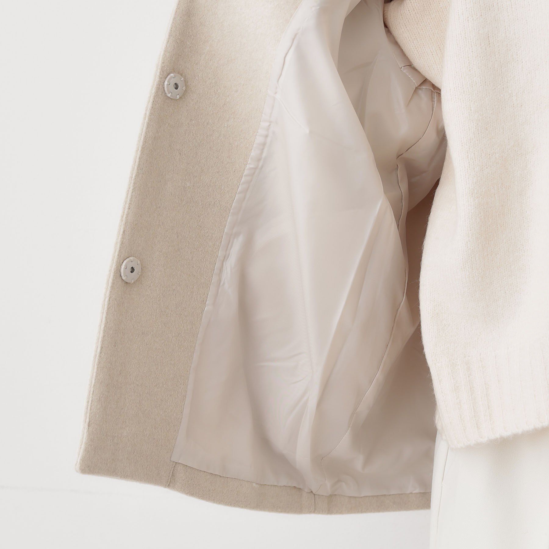 Dessin「ウール混クルーネックコート」|ノーカラーコート|