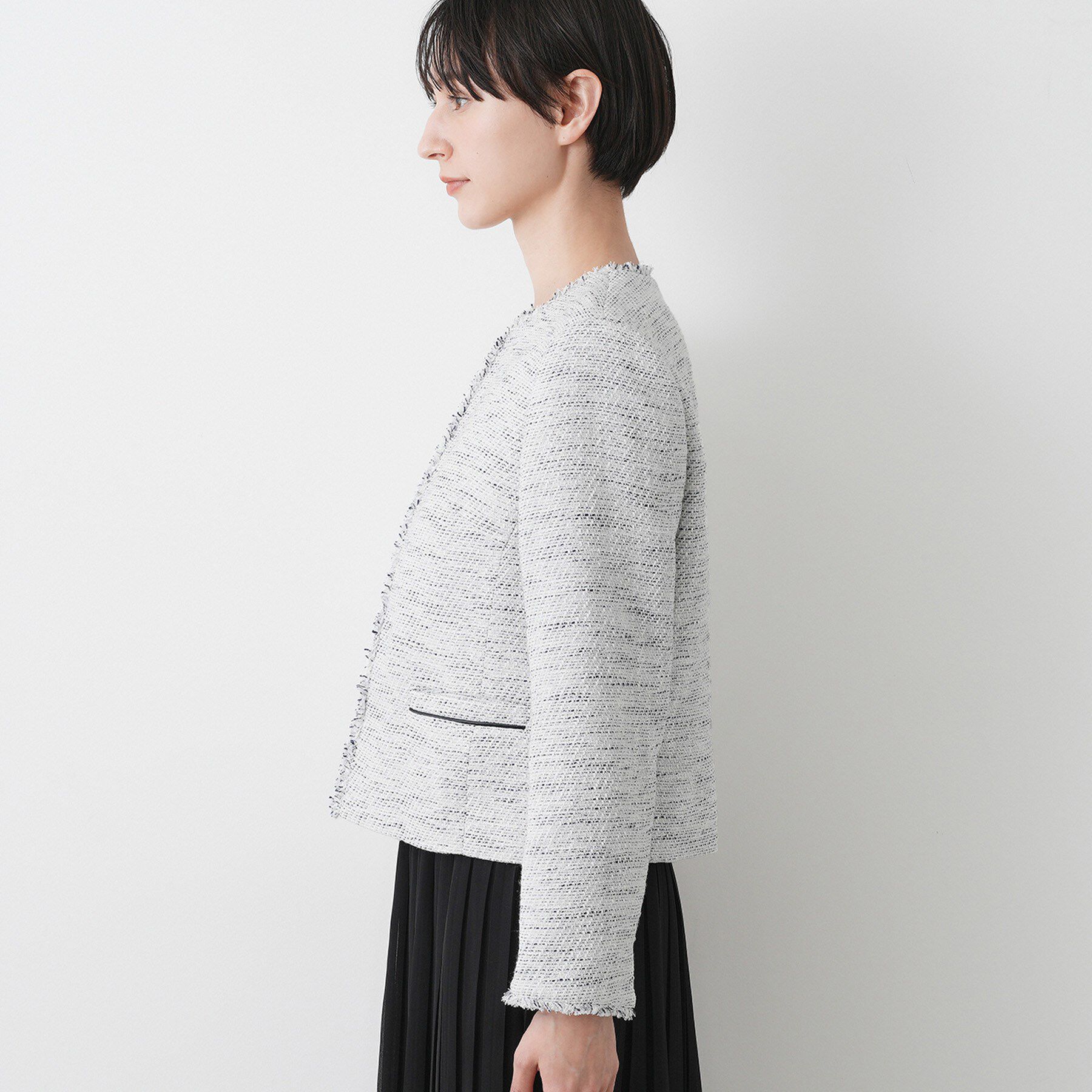 Dessin「ツイードクルーネックジャケット」|ノーカラージャケット|