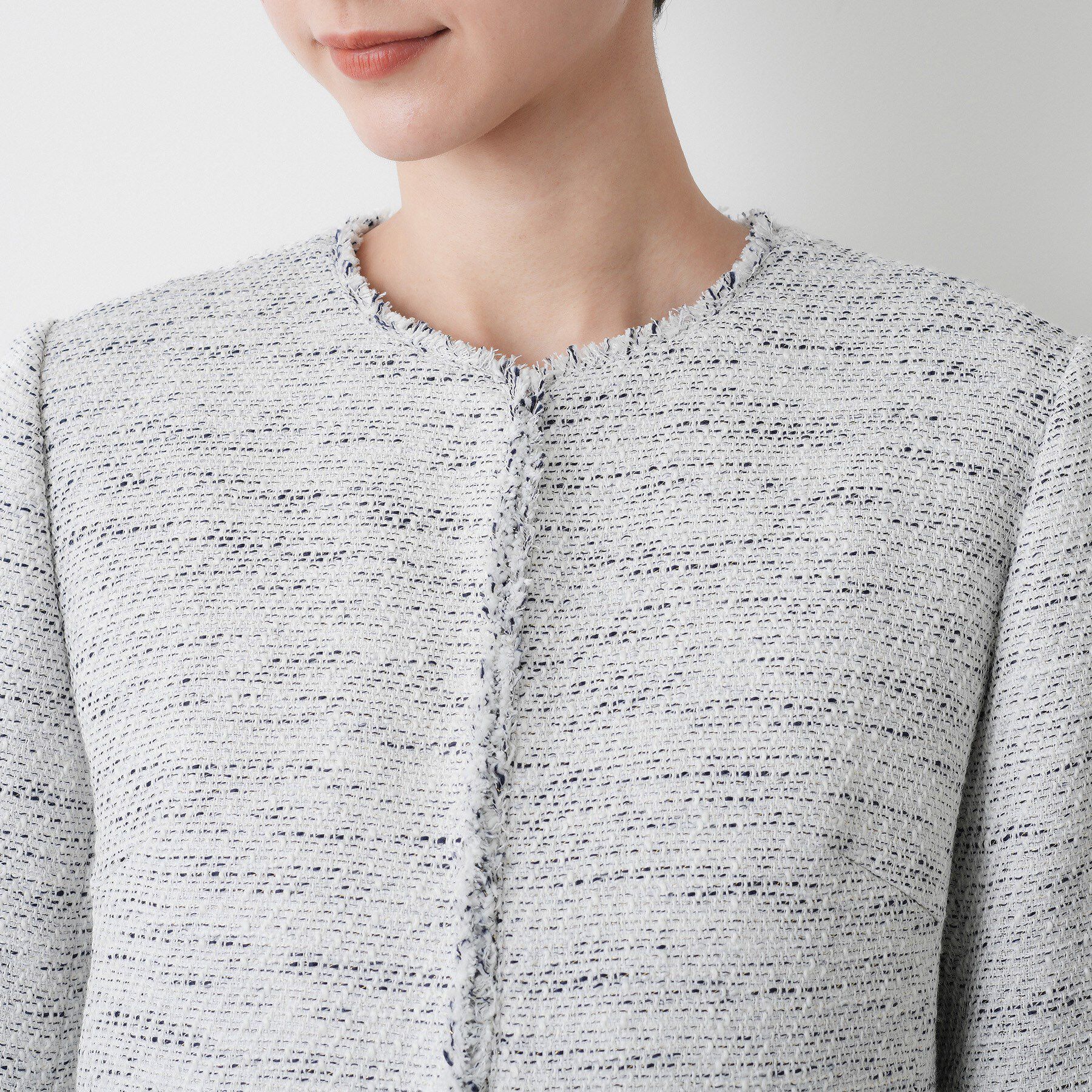 Dessin「ツイードクルーネックジャケット」|ノーカラージャケット|