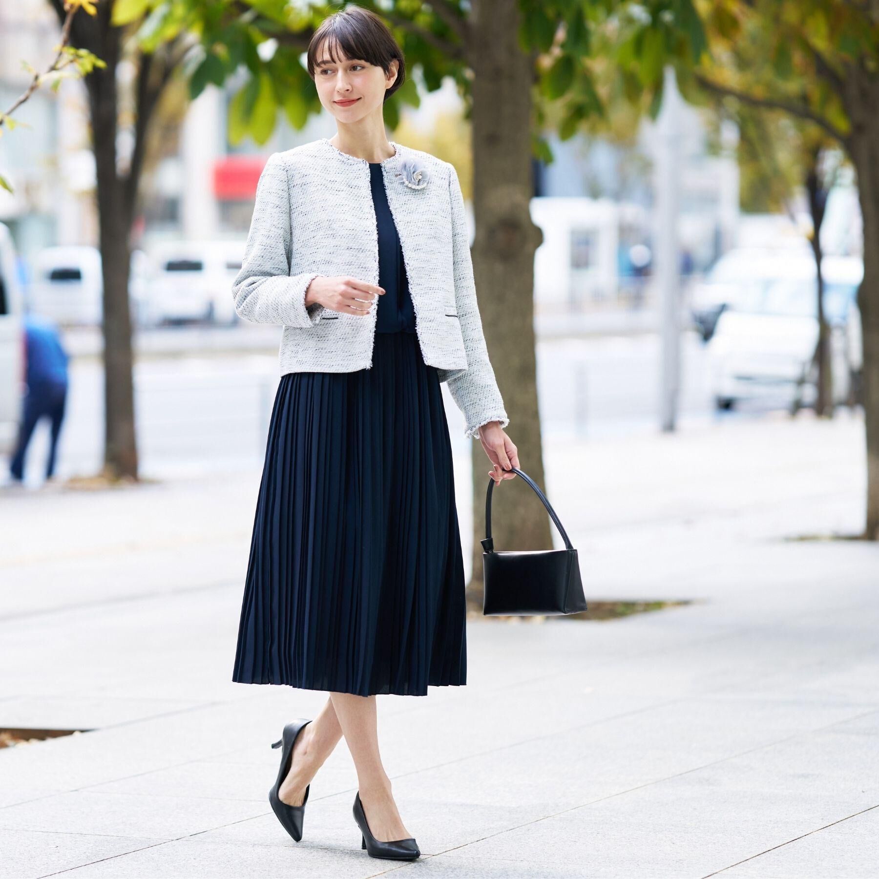 Dessin「ツイードクルーネックジャケット」|ノーカラージャケット|