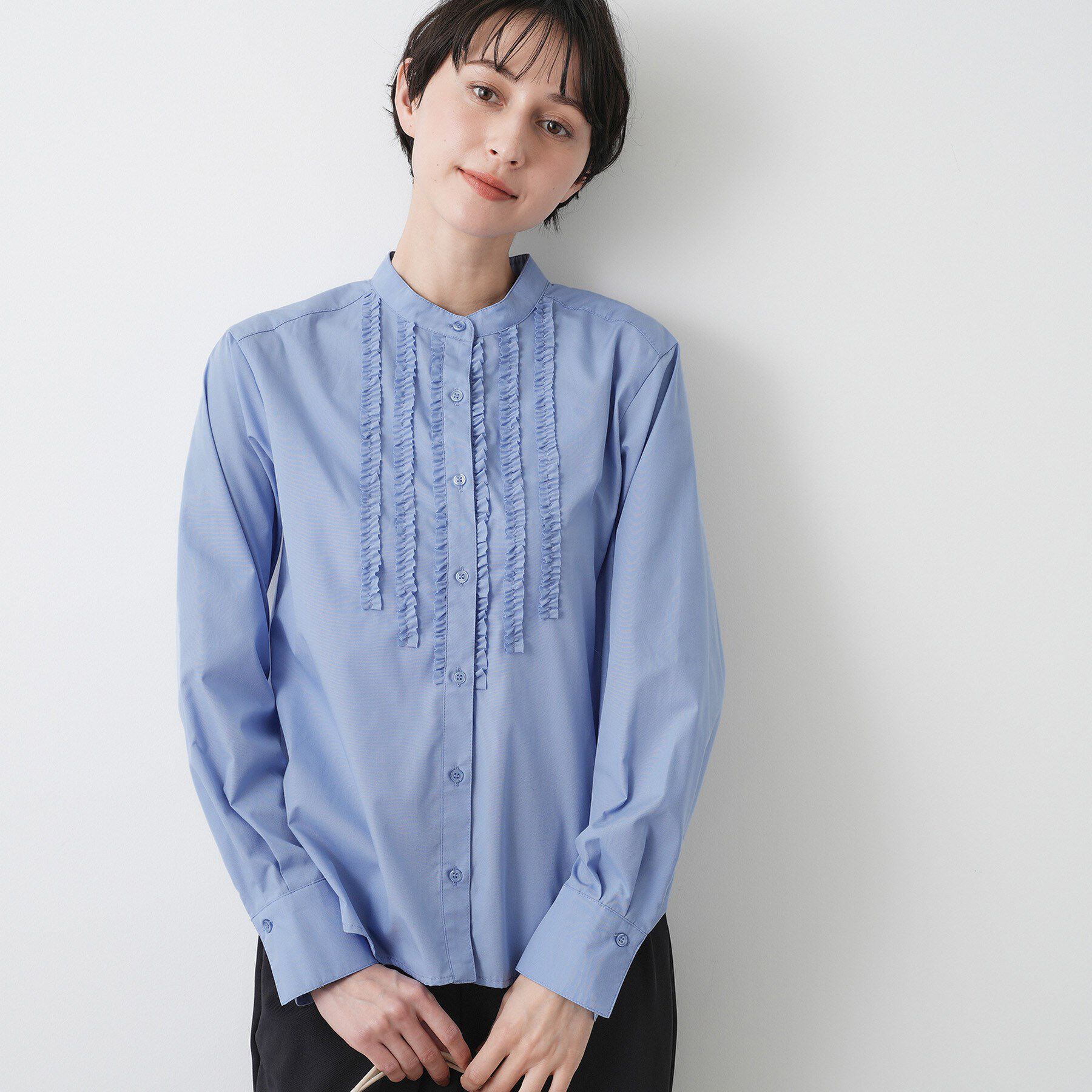 Dessin「【着映え/洗える】フロントフリルネックブラウス」|シャツ・ブラウス|