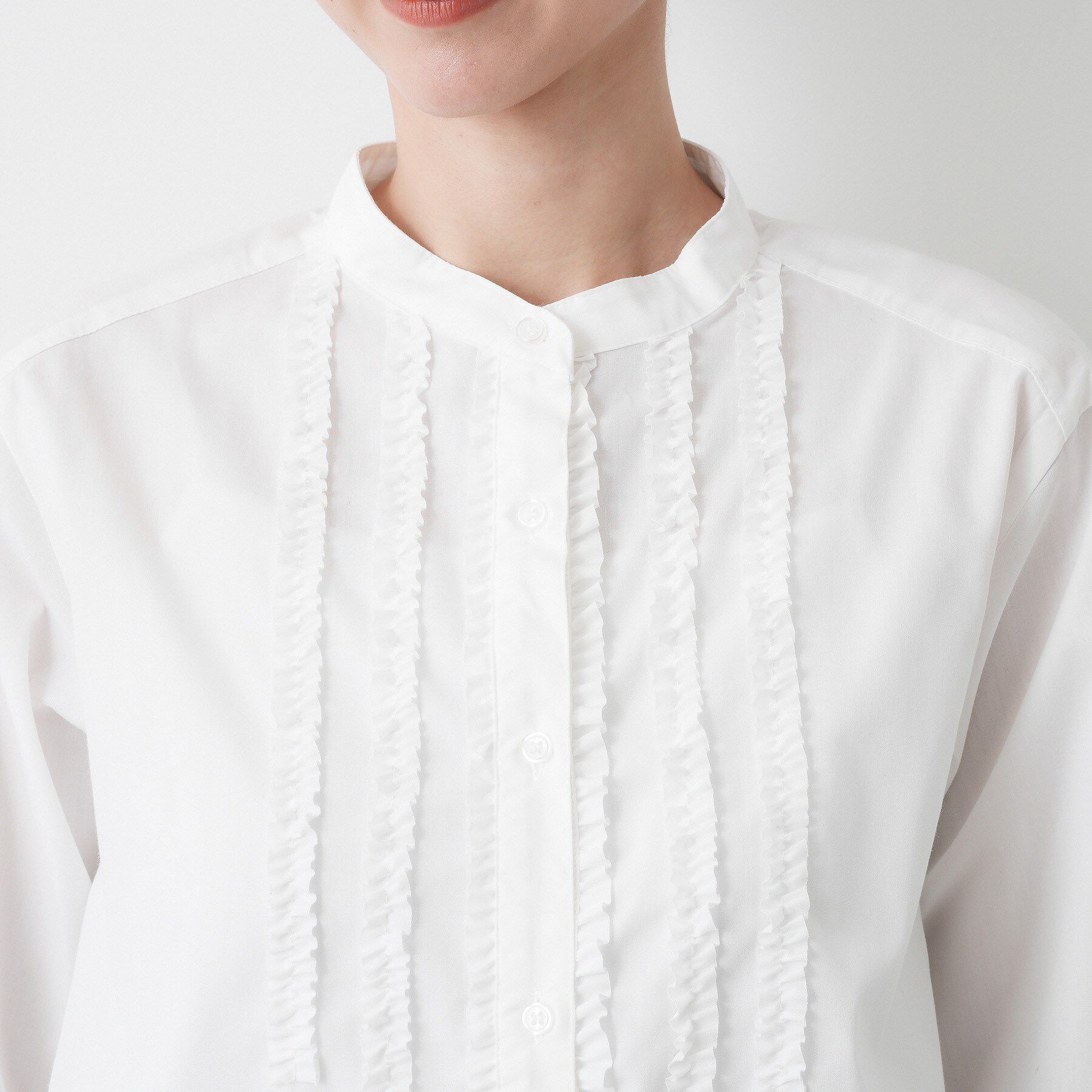 Dessin「【着映え/洗える】フロントフリルネックブラウス」|シャツ・ブラウス|