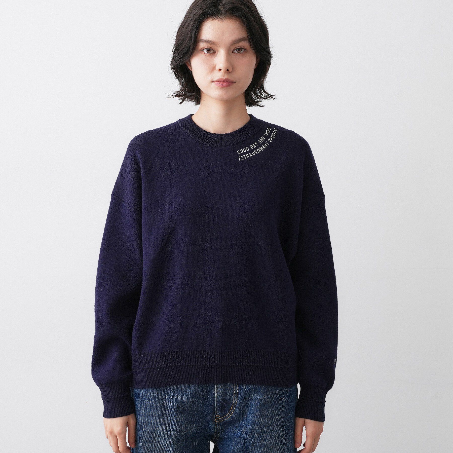 Dessin「【ユニセックス/洗える】ロゴ刺繍入りコットンジャカード」|ニット・セーター|