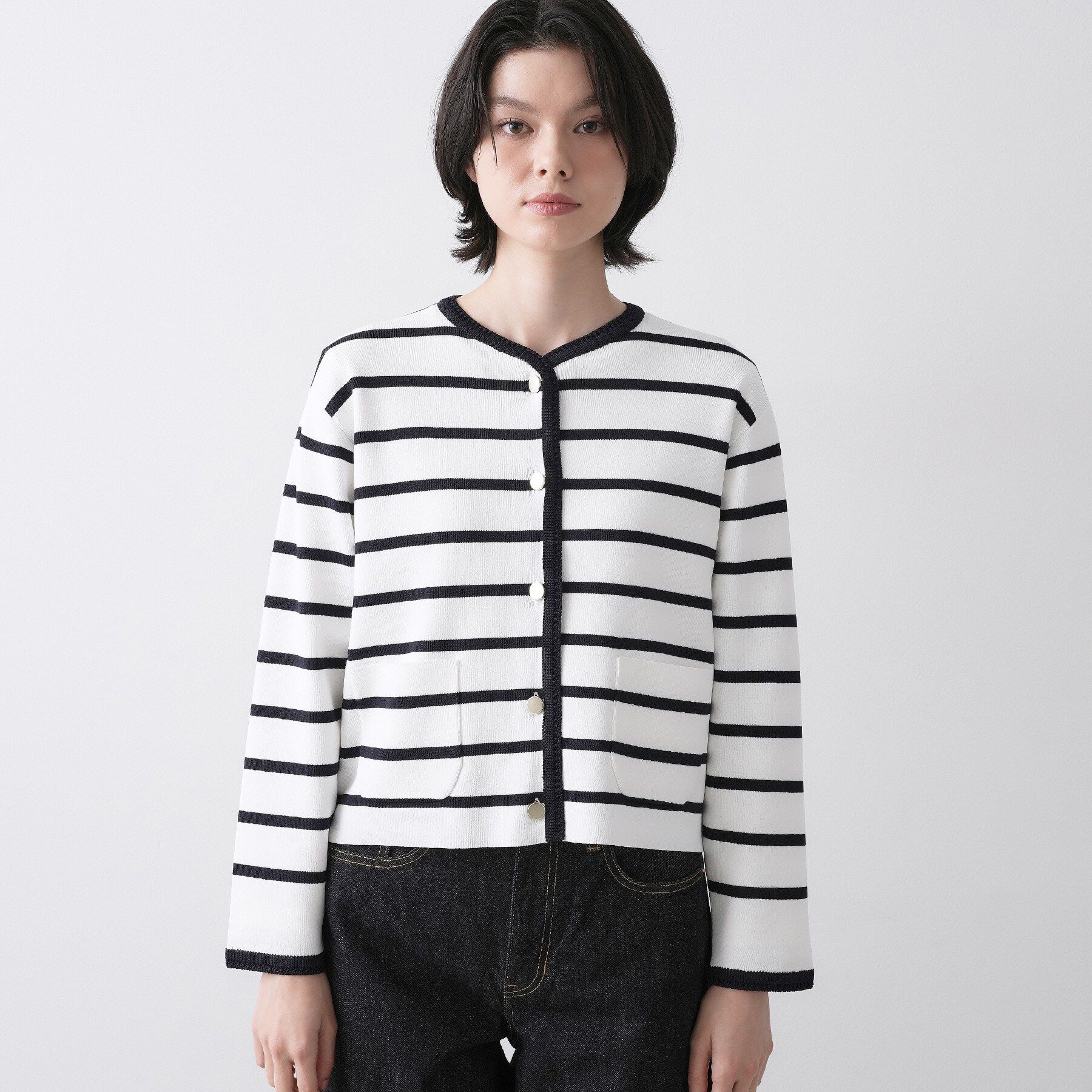 Dessin「【UVカット/洗える】ジャケットライクニットカーディガン」|カーディガン|