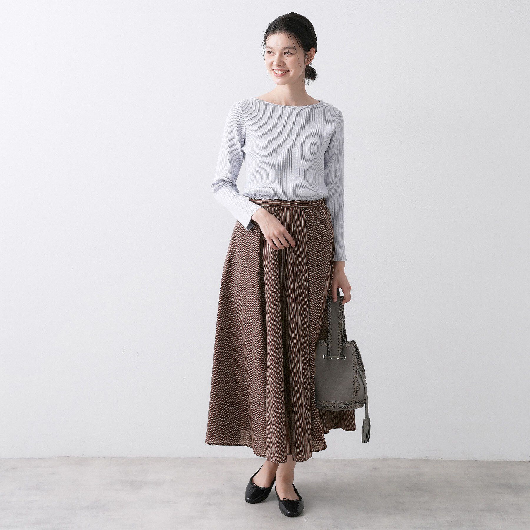 Dessin「【セットアップ可/洗える】先染めストライプフレアスカート」|スカート|