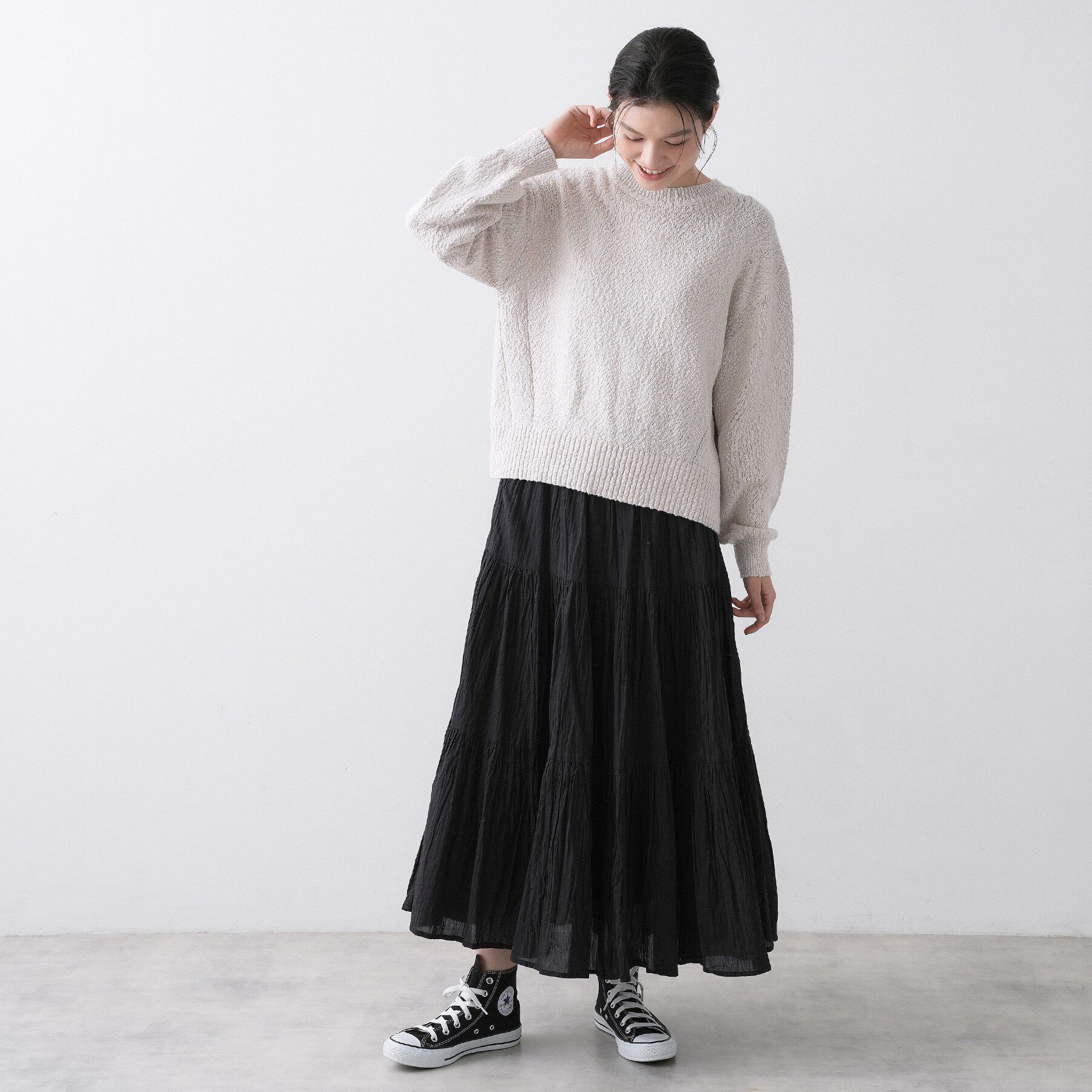 Dessin「【ウエストゴム/洗える】インドコットンティアードスカート」|スカート|