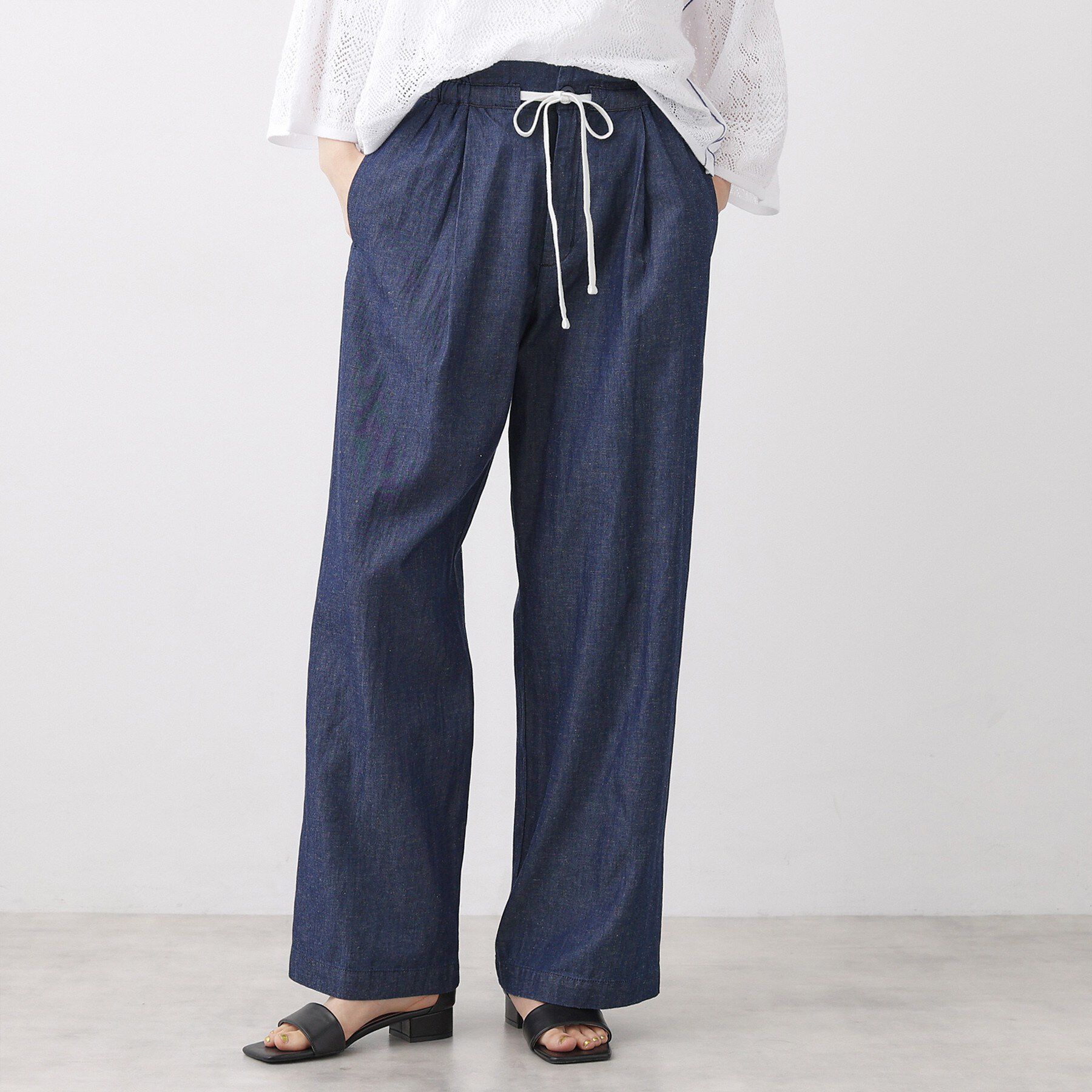 Dessin「【洗える】綿麻ドロストライトデニムパンツ」|その他|