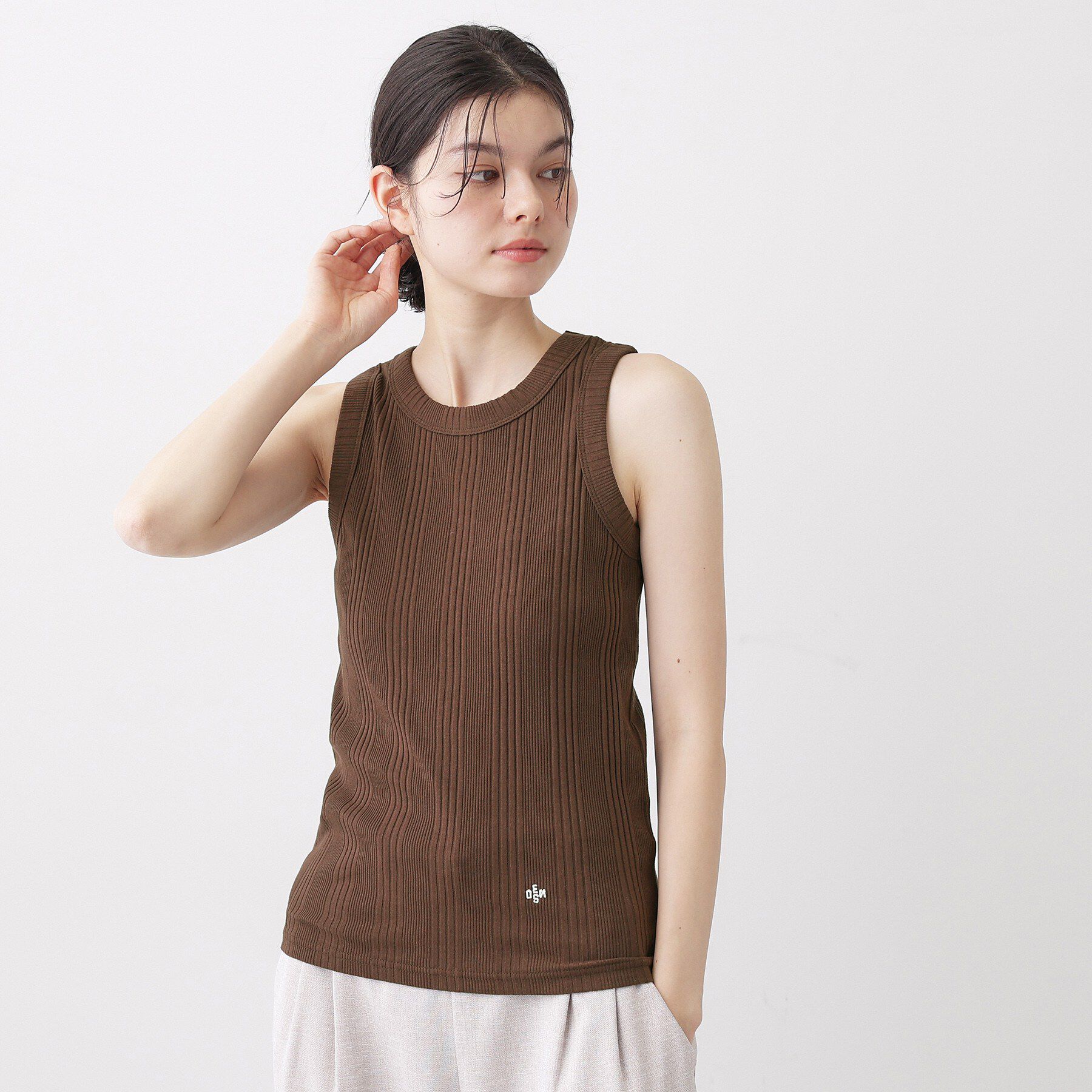 Dessin「【ユニセックス/洗える】クルーネックリブタンクトップ」|キャミソール|