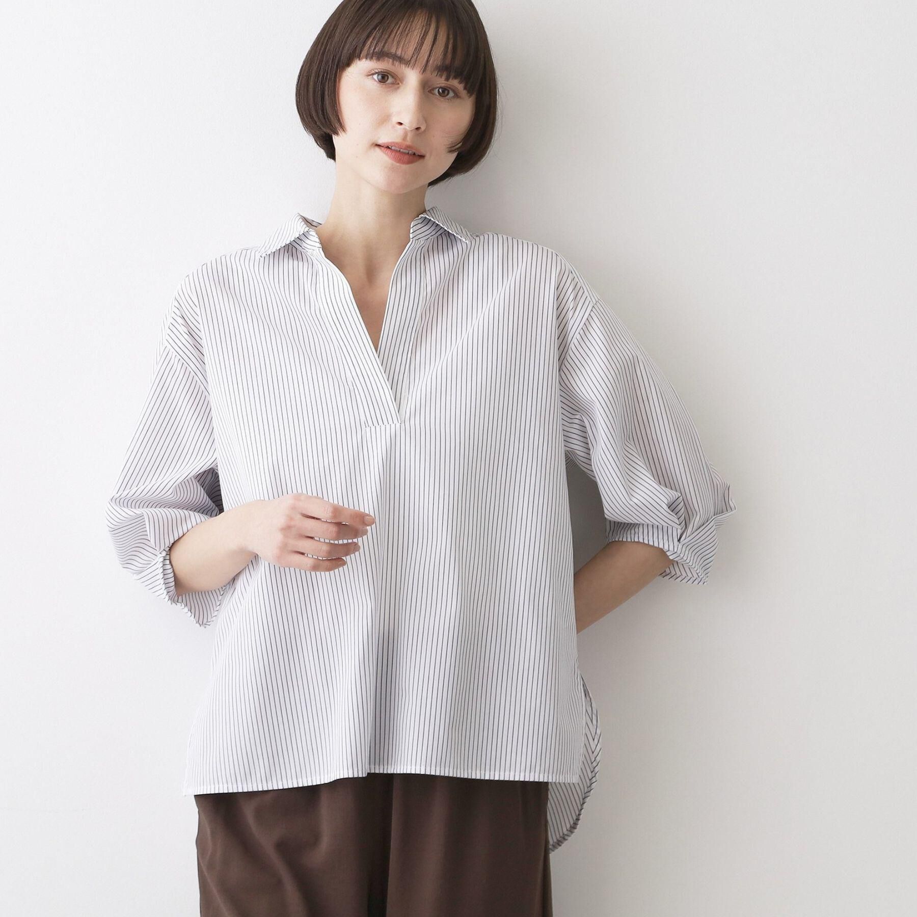 Dessin「【洗える】スキッパーシャツブラウス」|シャツ・ブラウス|ホワイト(301)