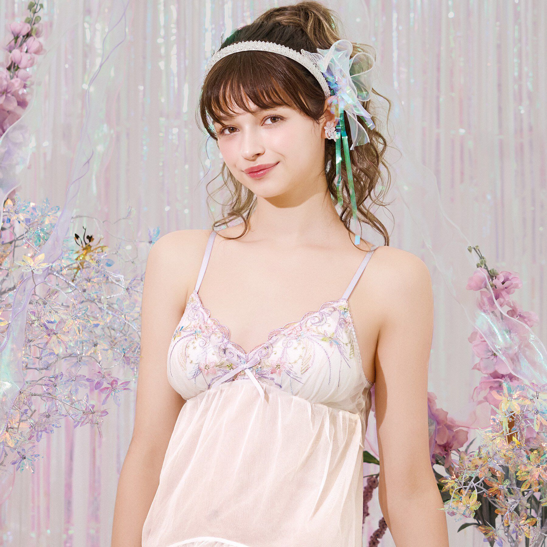 Risa Magli「コリンナ カップ付スリップ」|キャミソール|ピンク(071)