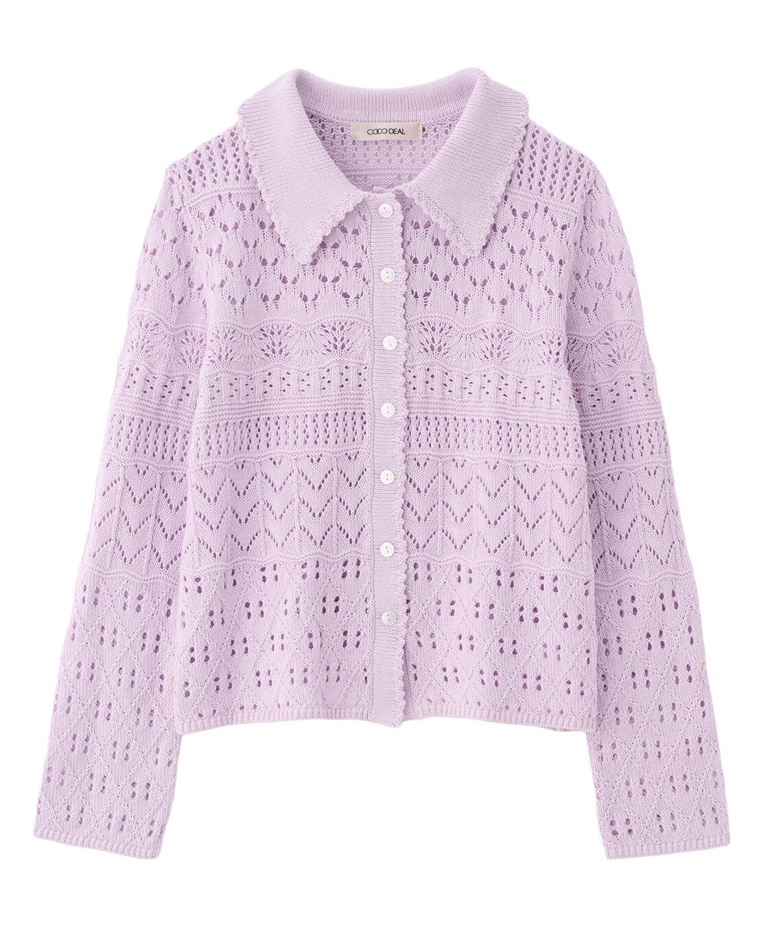COCO DEAL「透かし編みニットシャツ」|ニット・セーター|ライラック