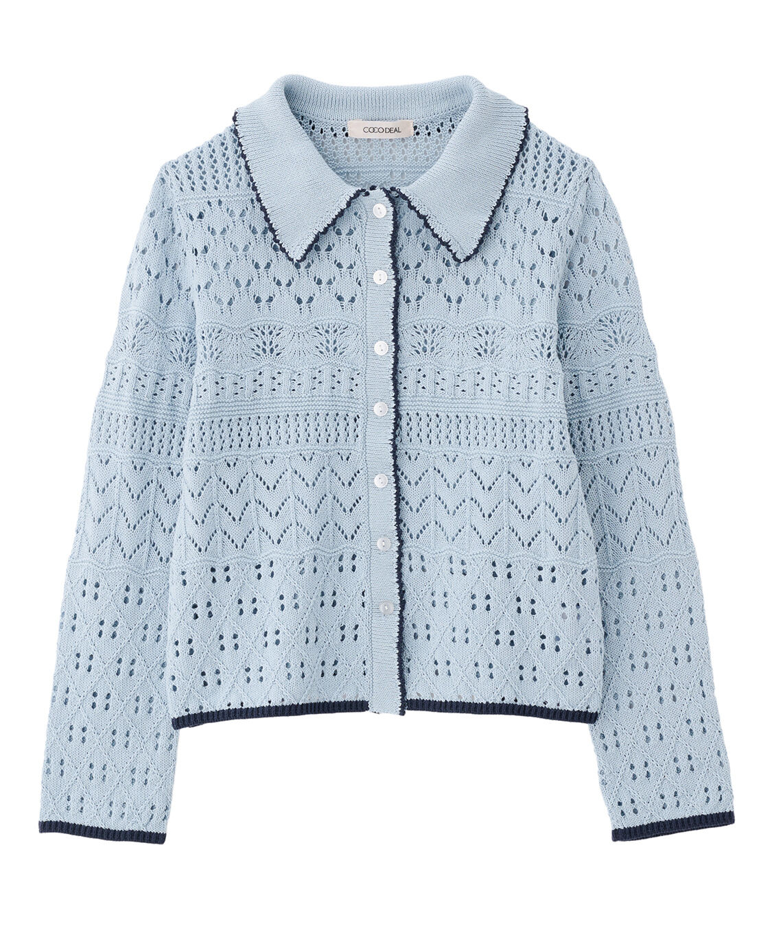 COCO DEAL「透かし編みニットシャツ」|ニット・セーター|